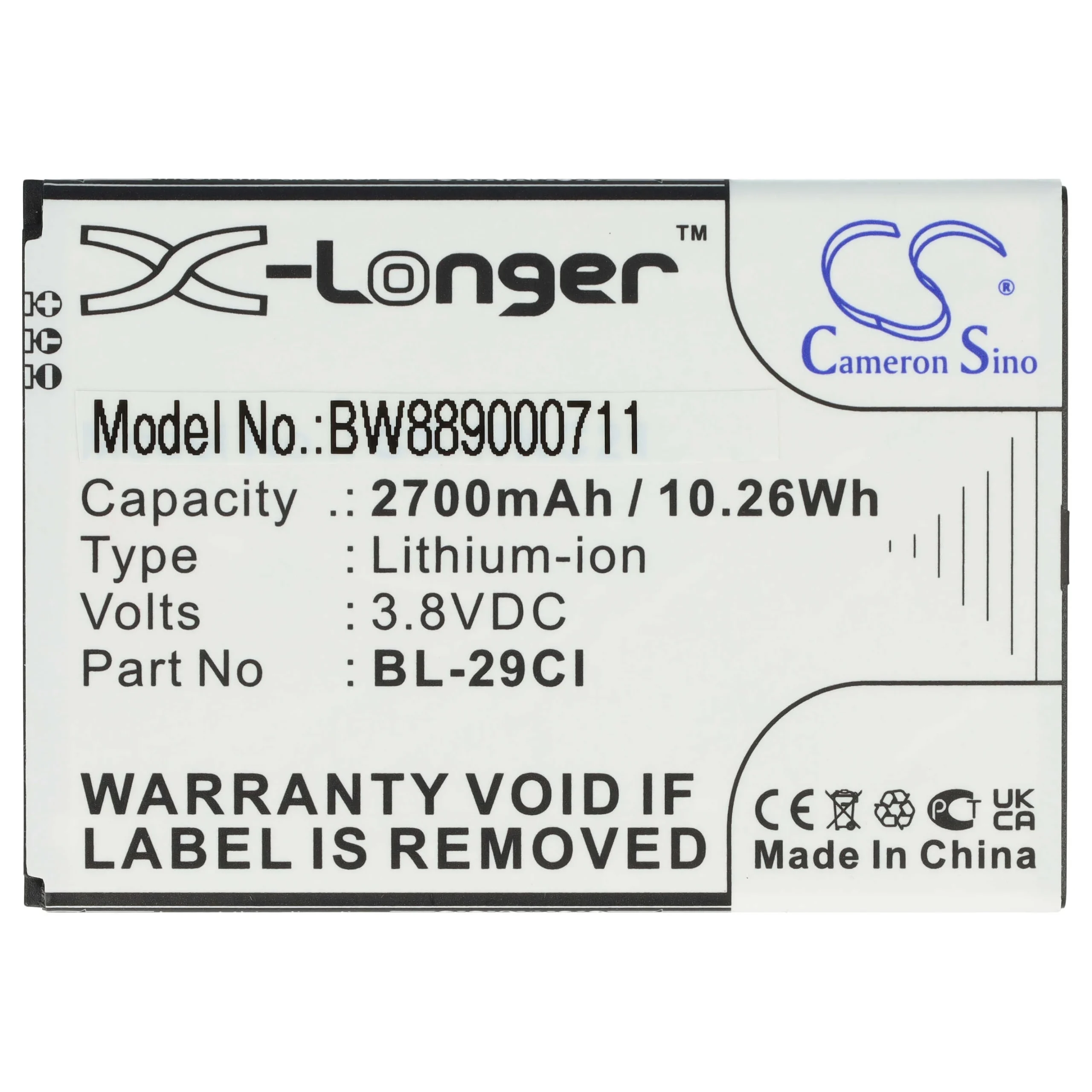 Batterie remplace Nokia BL-29CL, BL-29CI téléphone portable Nokia - 2700mAh 3,8V Li-ion