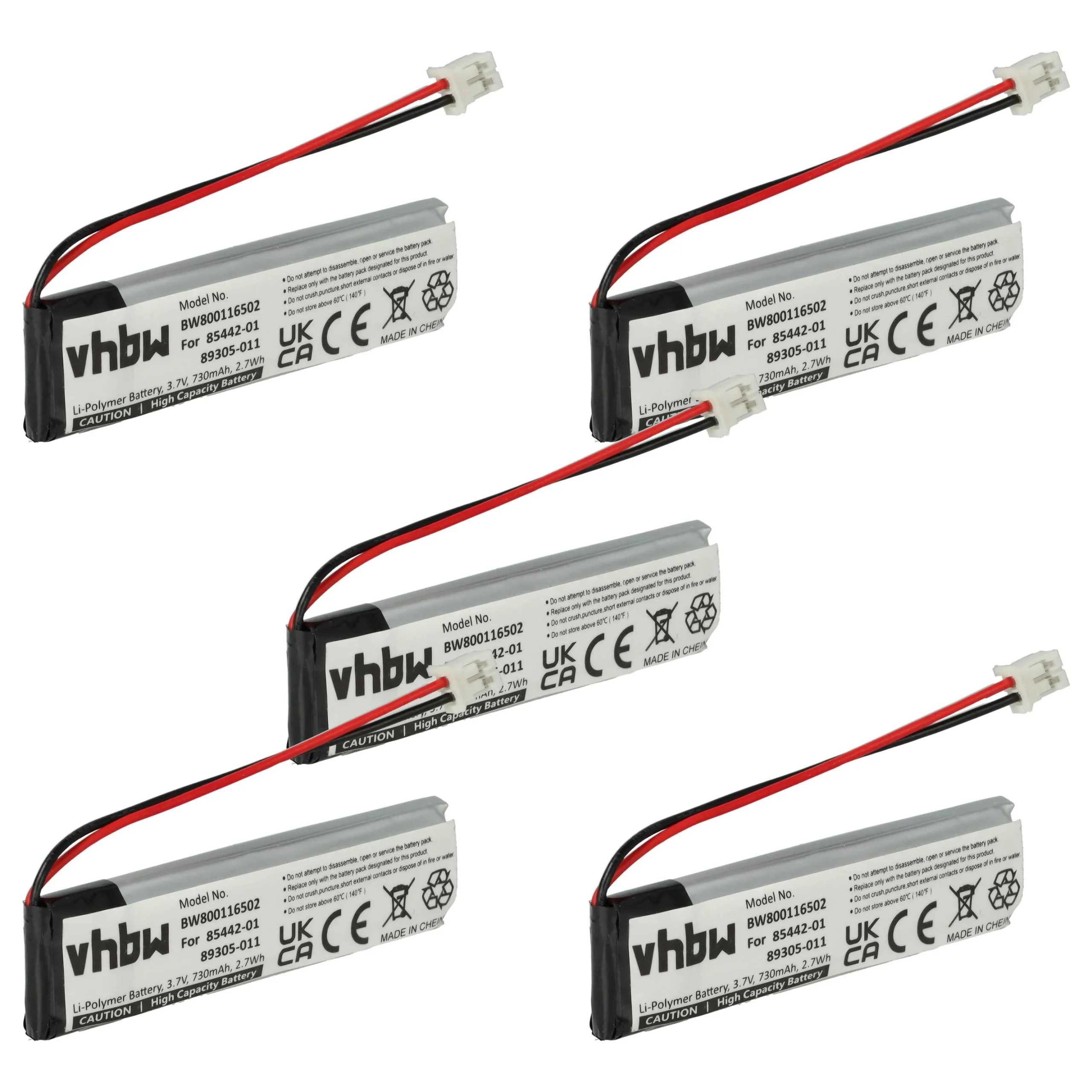 5x Batterie remplace Plantronics 85442-01, 89305-011 enceinte Plantronics - 730mAh 3,7V Li-polymère
