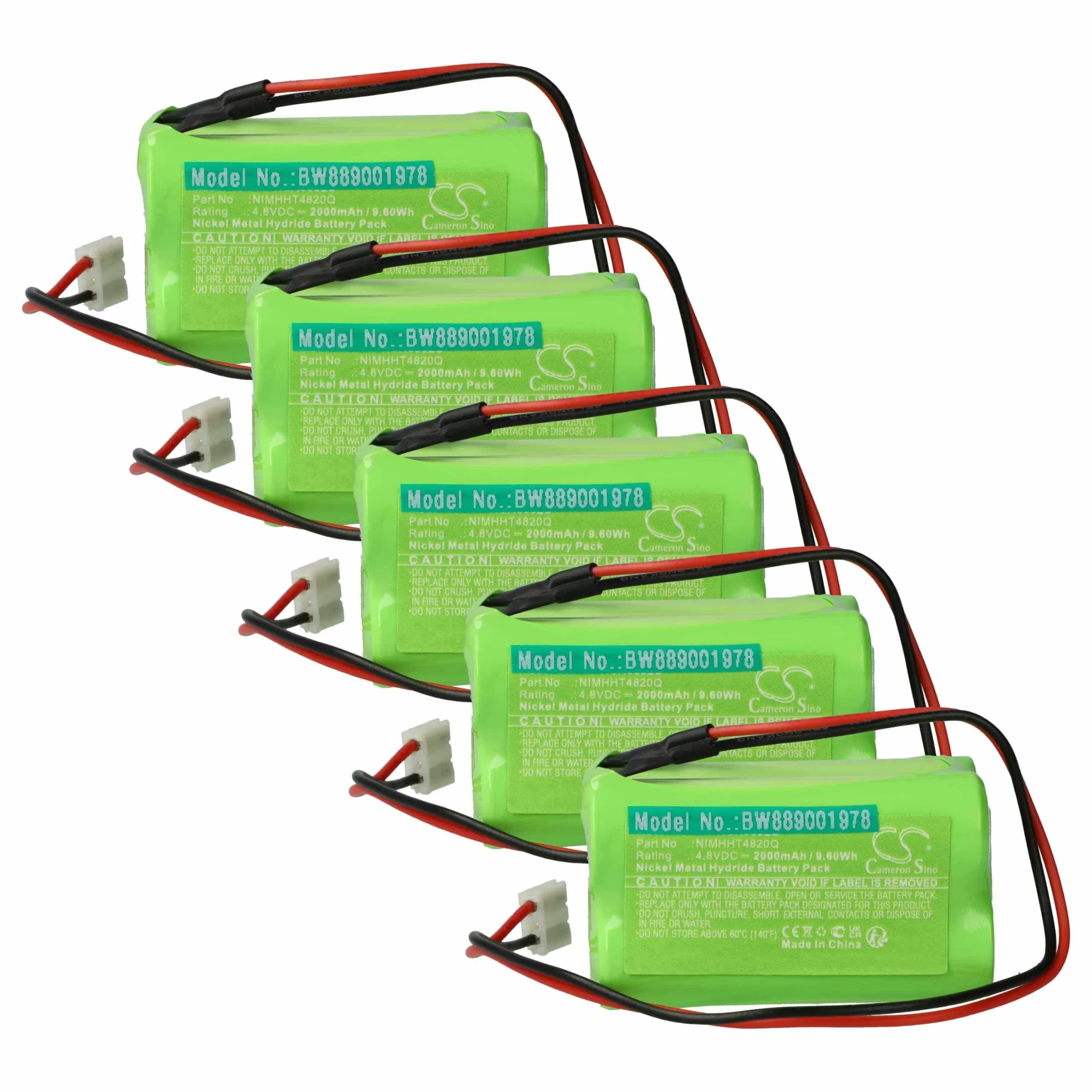 5x Batteries remplace ABM NIMHHT4820Q pour éclairage de secours ABM - 2000mAh 4,8V NiMH