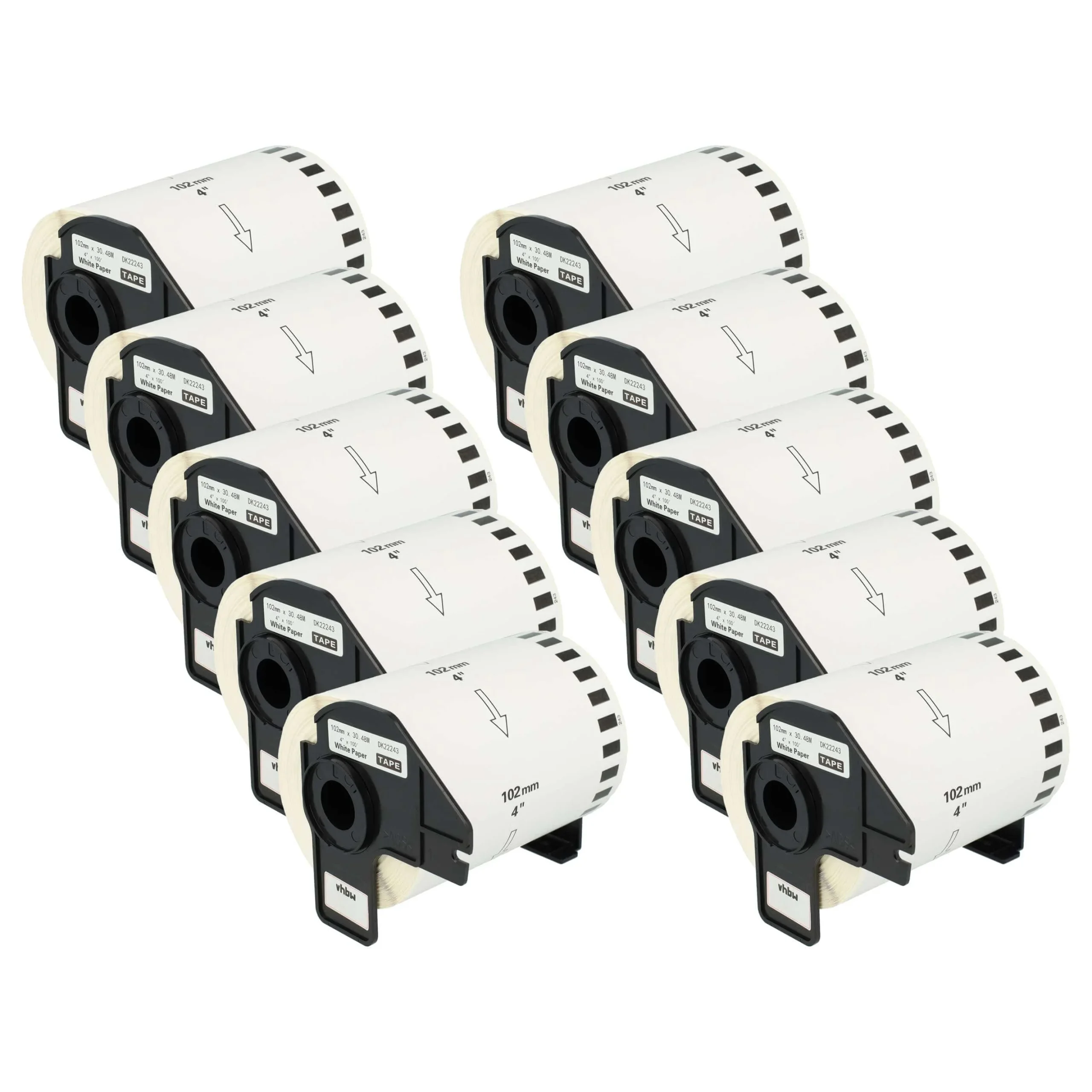 10x Étiquette remplacent Brother DK-22243 pour imprimante étiqueteuse - 102mm x 30,48m + support