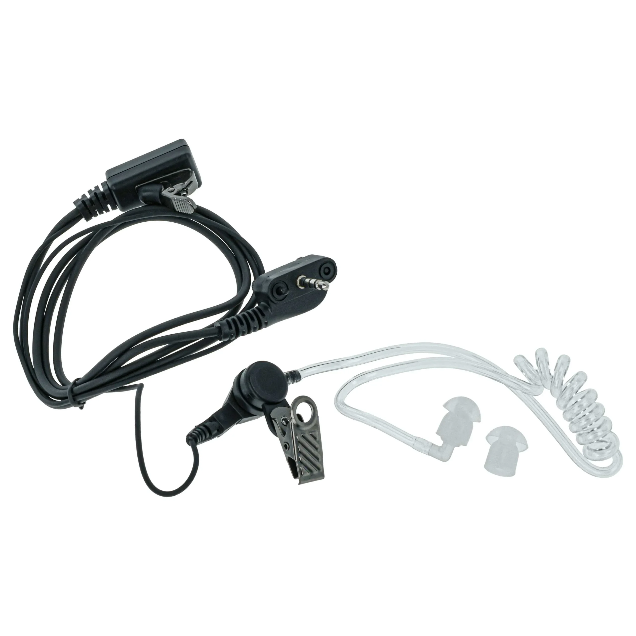 Oreillette de talkie-walkie pour Yaesu Vertex VX-130 et autres - Avec touche de réponse + support clip, noir