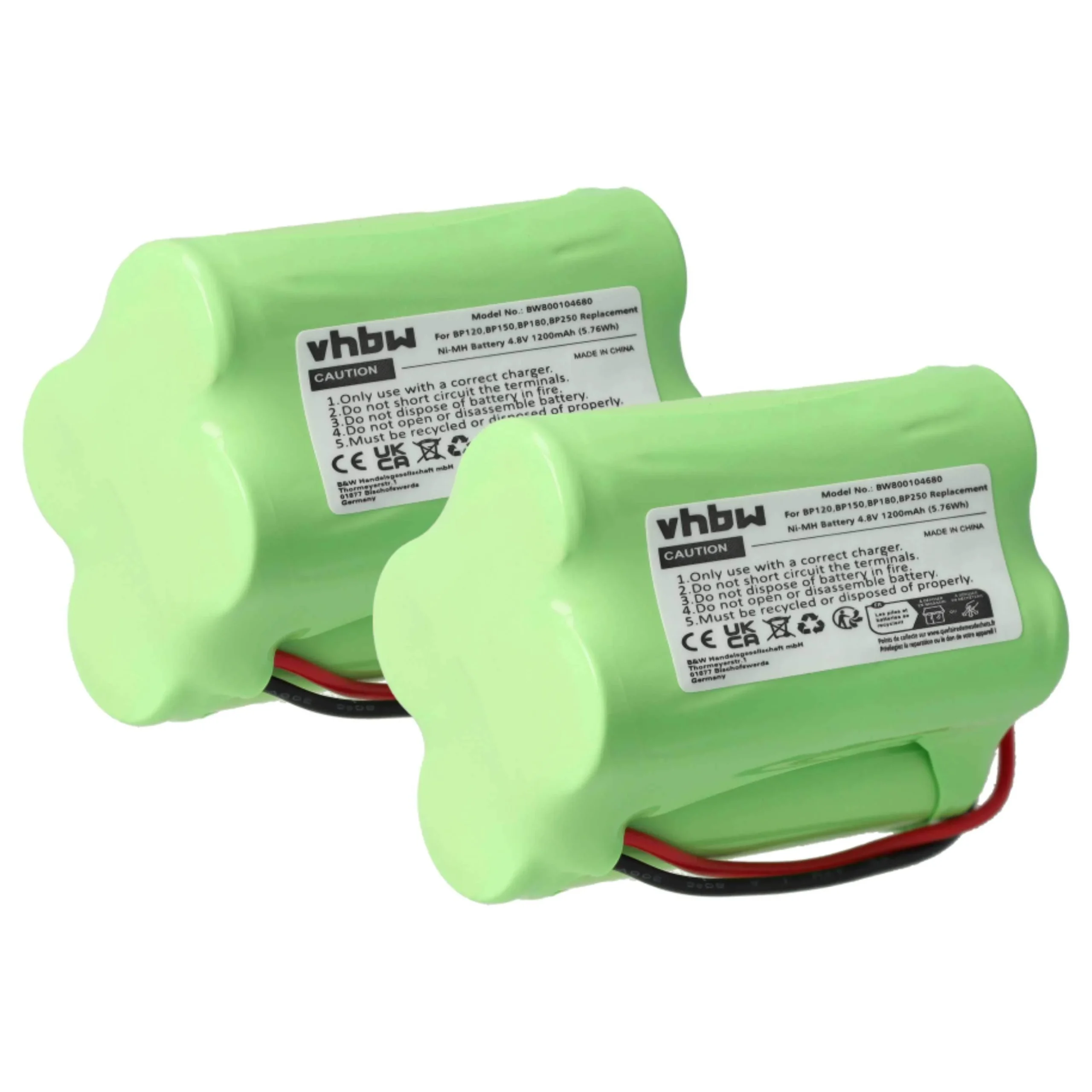 2x Batteries remplace BP120, BBTY0356001, BP180, BP150 pour radio talkie-walkie Uniden- 1200mAh 4,8V NiMH