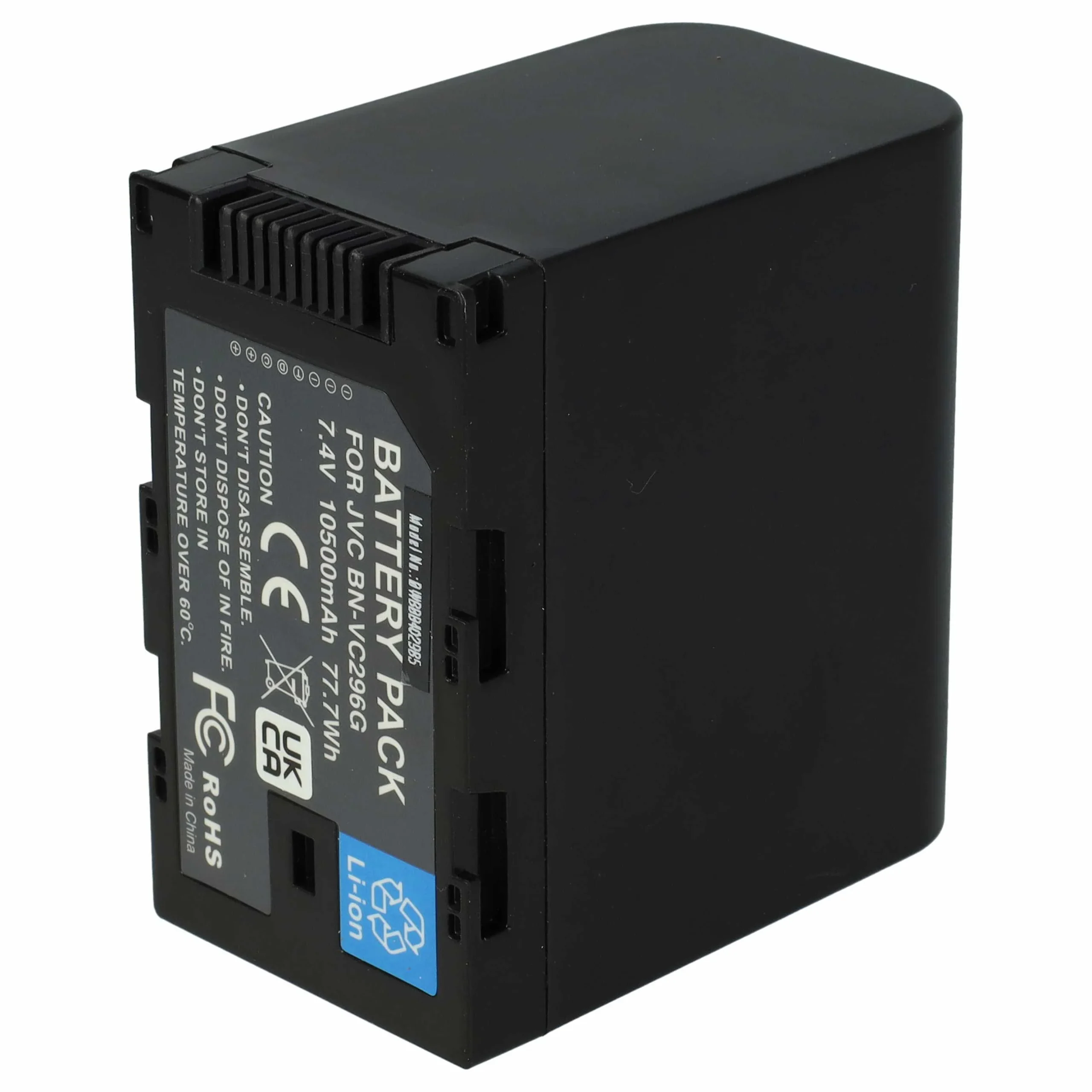 Batterie remplace JVC BN-VC298G, BN-VC296G, BN-VC264G pour caméscope JVC- 10500mAh 7,4V Li-ion