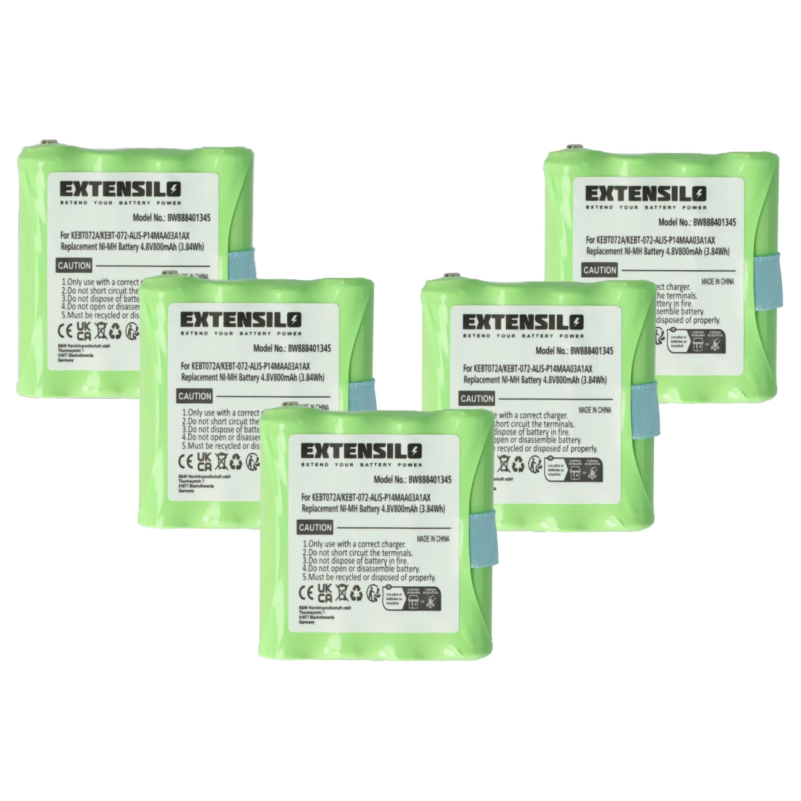 5x Batteries remplace Midland KEBT072A, BATT4R, BATT-4R pour radio talkie-walkie Switel- 800mAh 4,8V NiMH