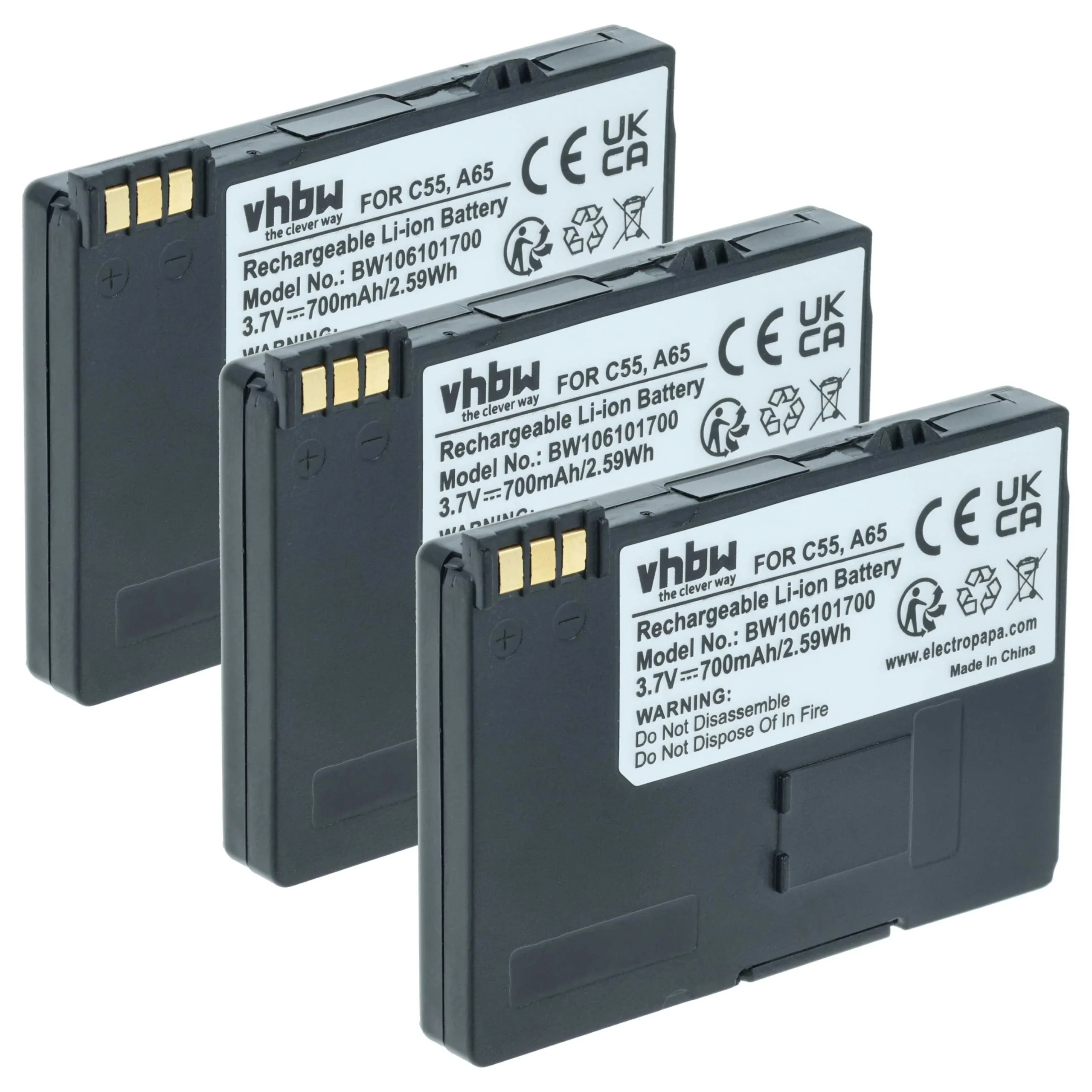 3x Batteries remplace Siemens BA-510, S30852-D1752-X1 pour téléphone Telekom - 700mAh 3,7V Li-ion