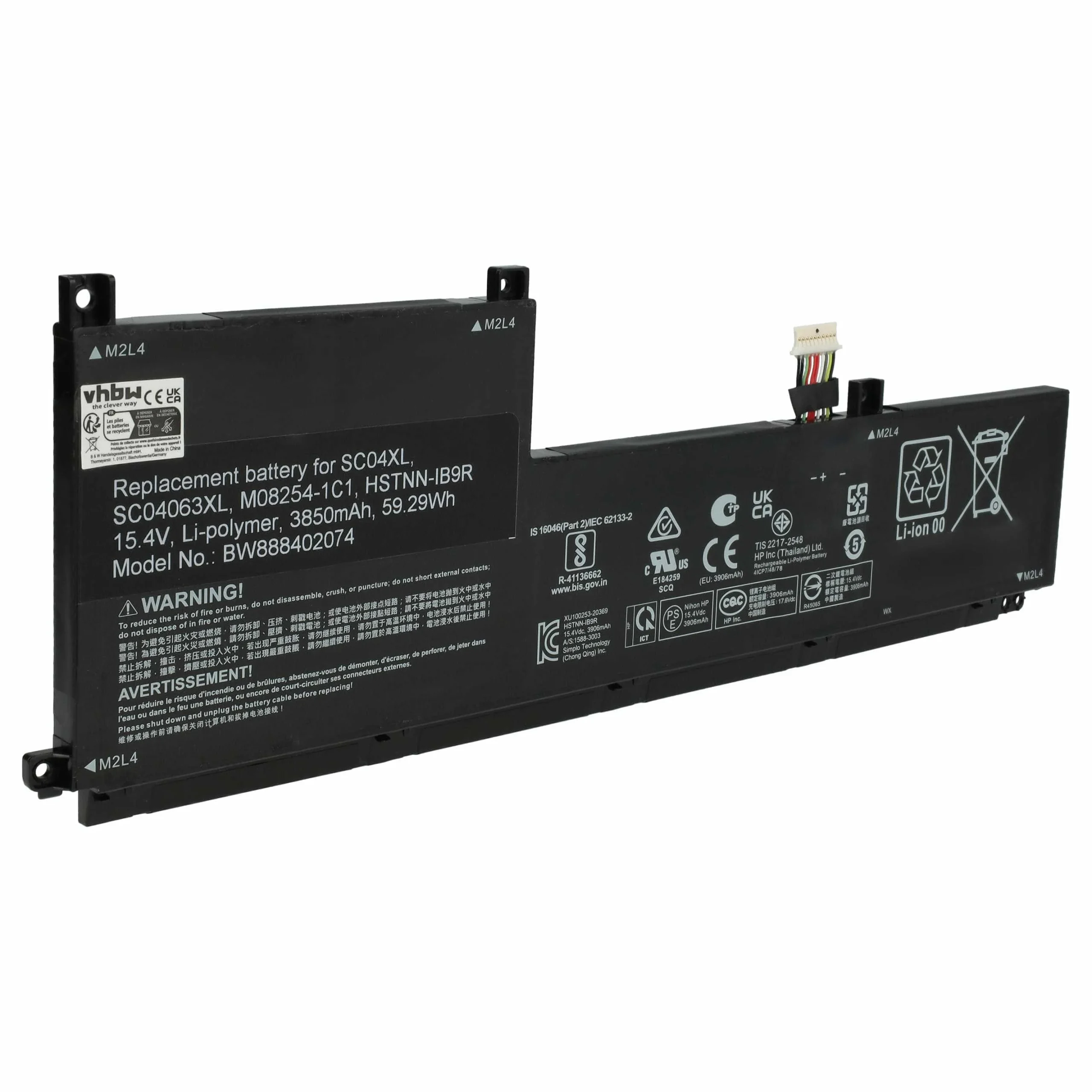 Batterie remplace HP SC04063XL, M08254-1C1, HSTNN-IB9R pour ordinateur portable HP- 3850mAh 15,4V Li-polymère