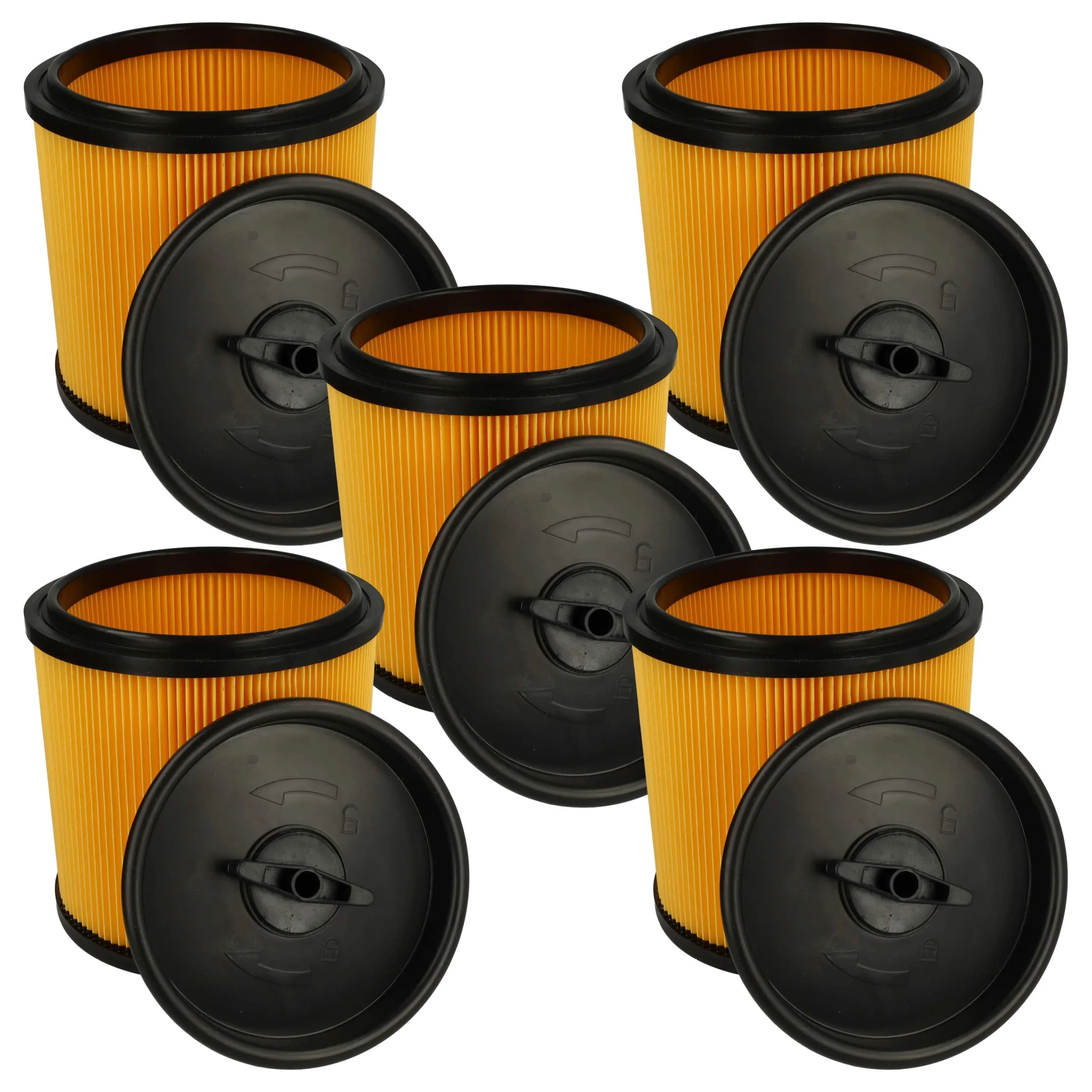 5x Filtre remplace Grizzly 91092030 pour aspirateur Parkside - Cartouche Filtre, noir / jaune
