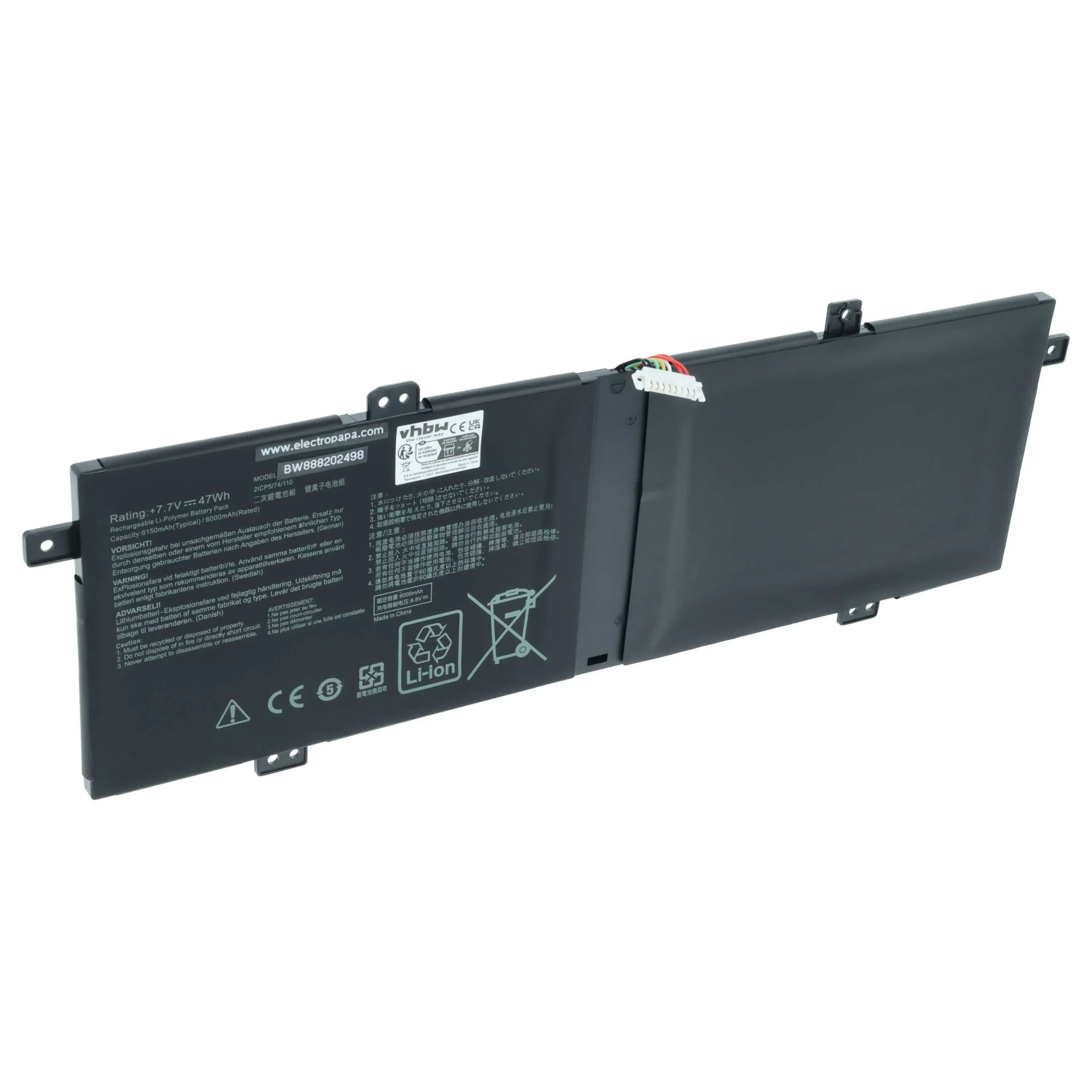 Batterie remplace Asus 0B200-03340000, C21N1833 pour ordinateur portable Asus- 6000mAh 7,7V Li-polymère