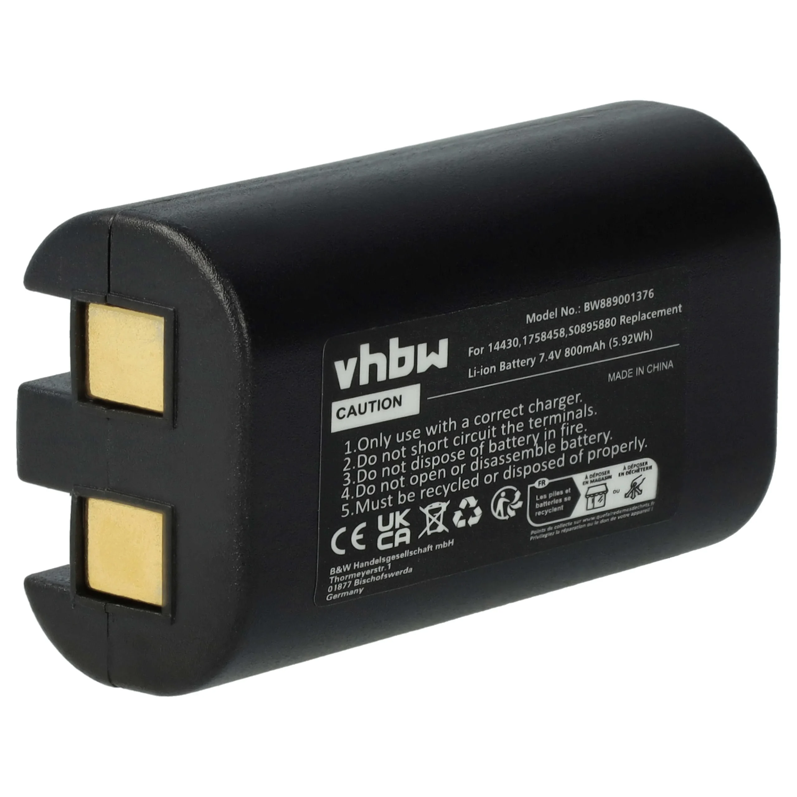 Batterie remplace 3M W003688, S0895880 pour imprimante 3M - 800mAh 7,4V Li-ion