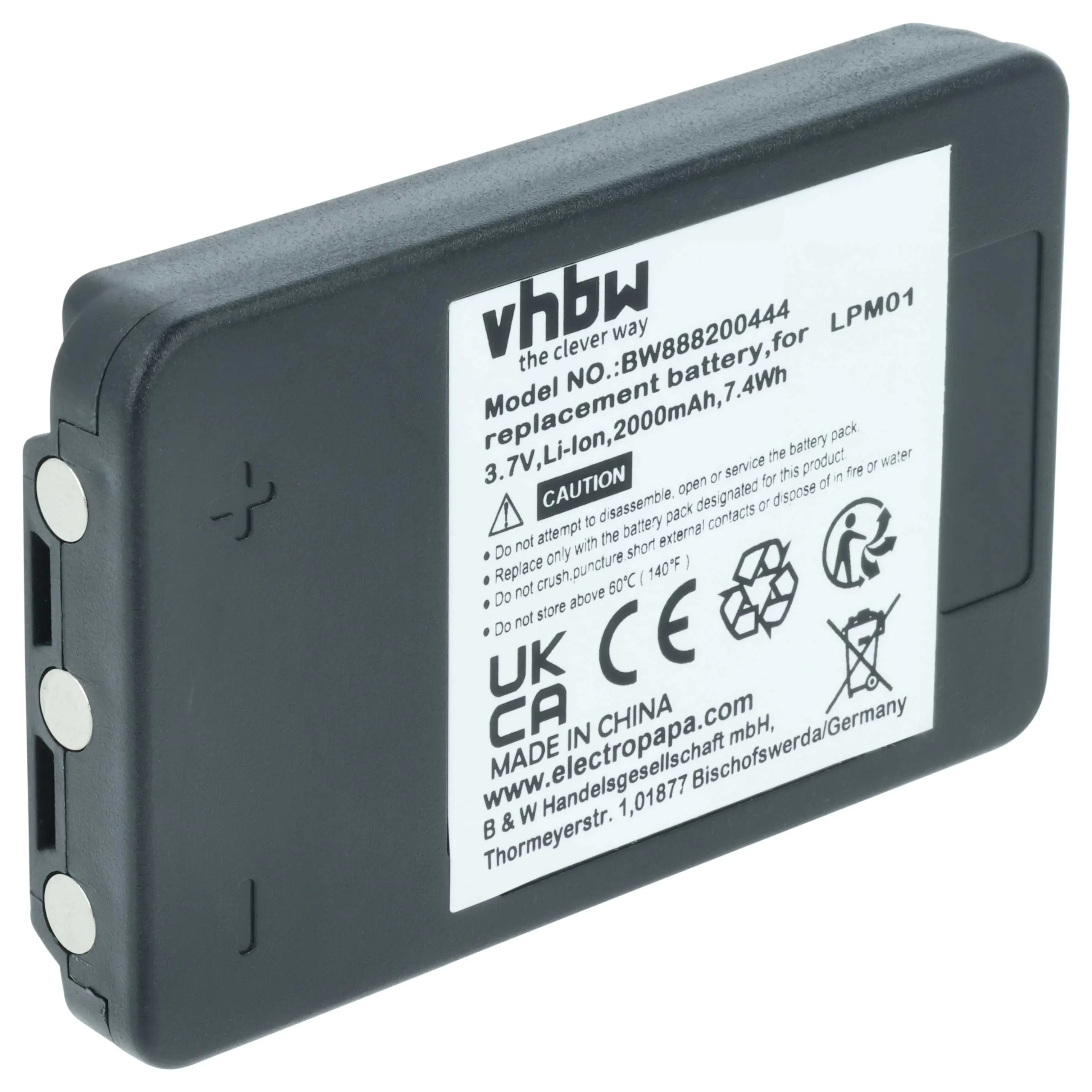 Batterie remplace Autec MHM03, LPM01LI, LPM01, R0BATT00E11A0, R0BATT00E10A0 - 2000mAh 3,7V Li-polymère