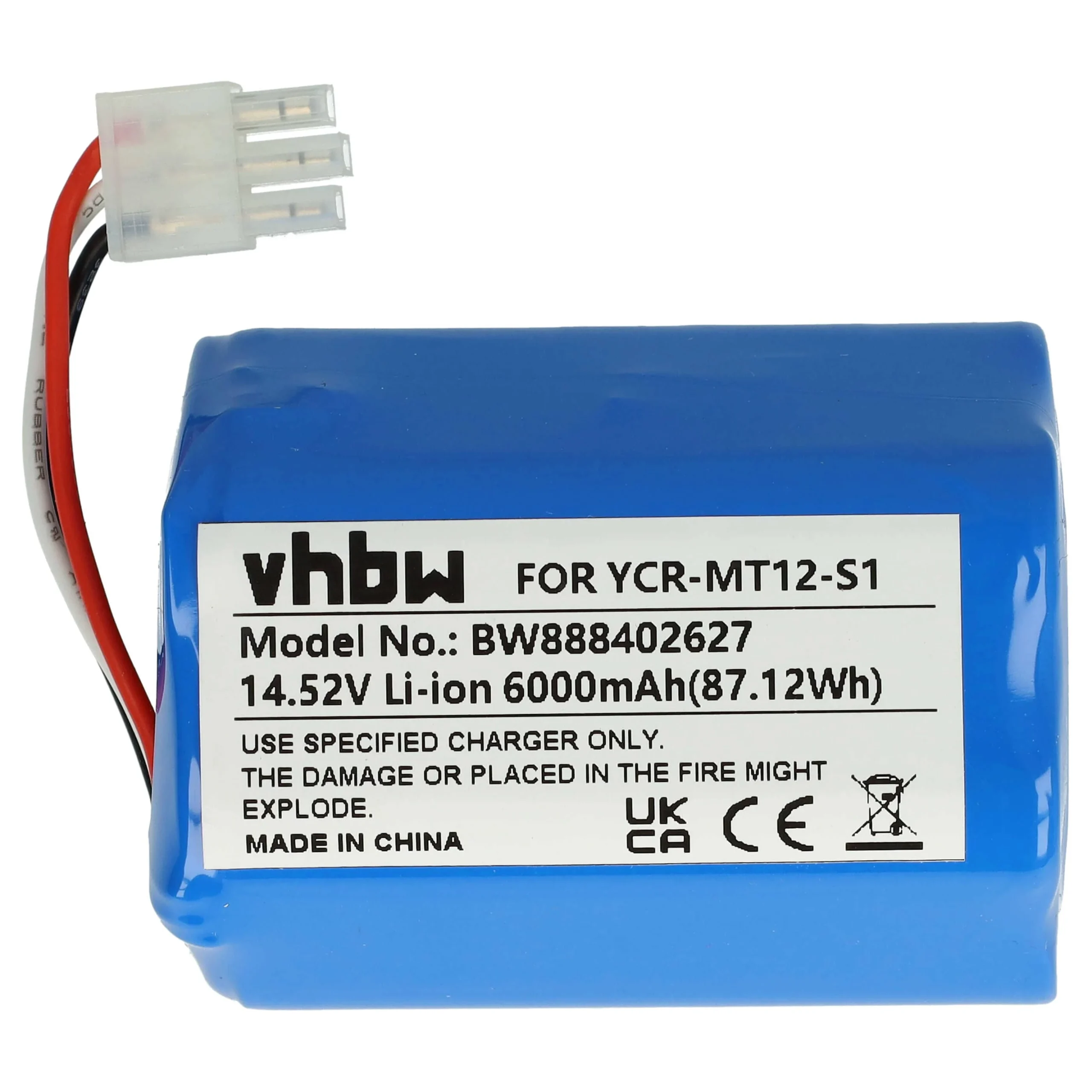 Batterie remplace iClebo YCR-M07-20W, YCR-MT12-S1 pour robot aspirateur iClebo - 6000mAh 14,52V Li-ion