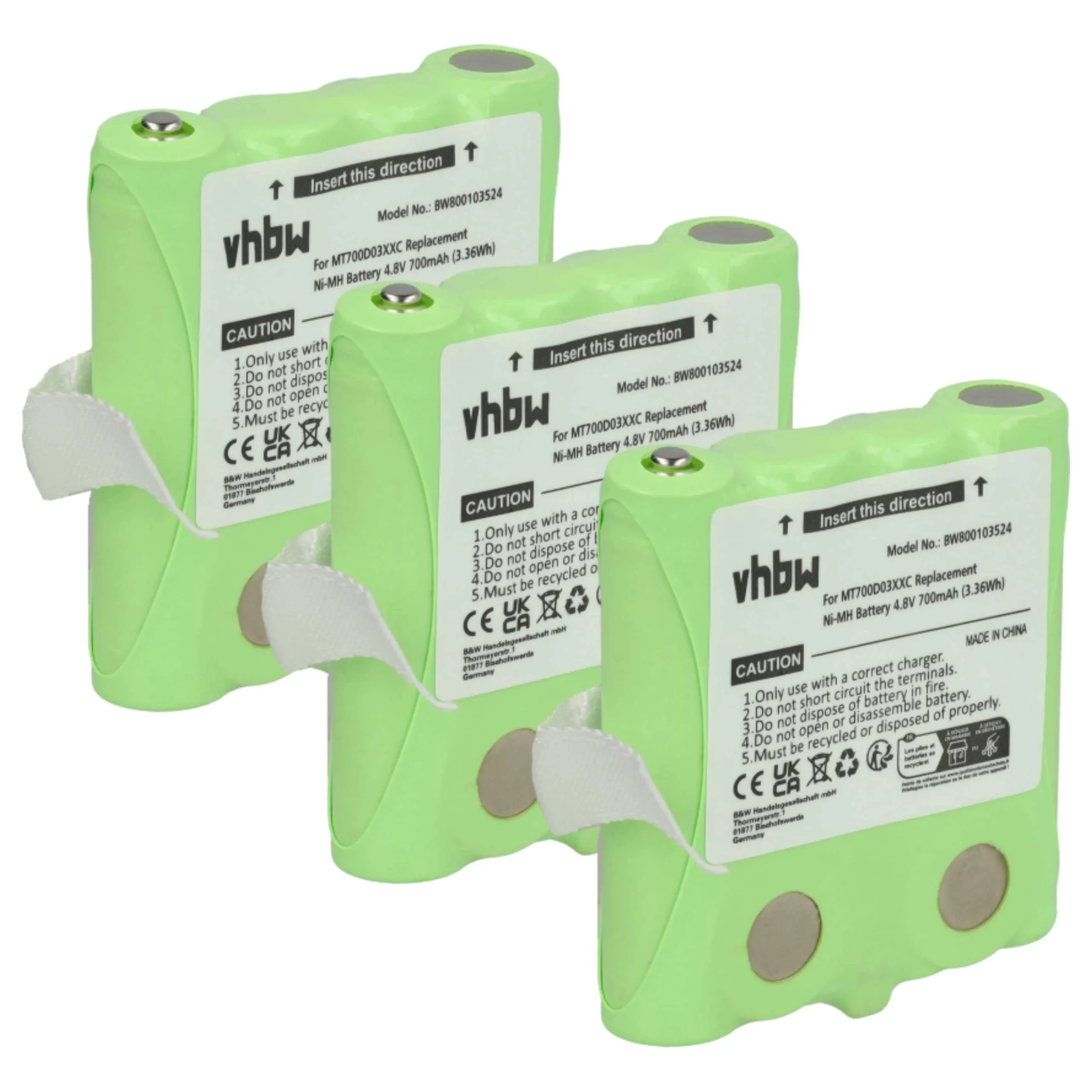 3x Batteries remplace DeTeWe MT700D03XXC pour radio talkie-walkie Simvalley- 700mAh 4,8V NiMH