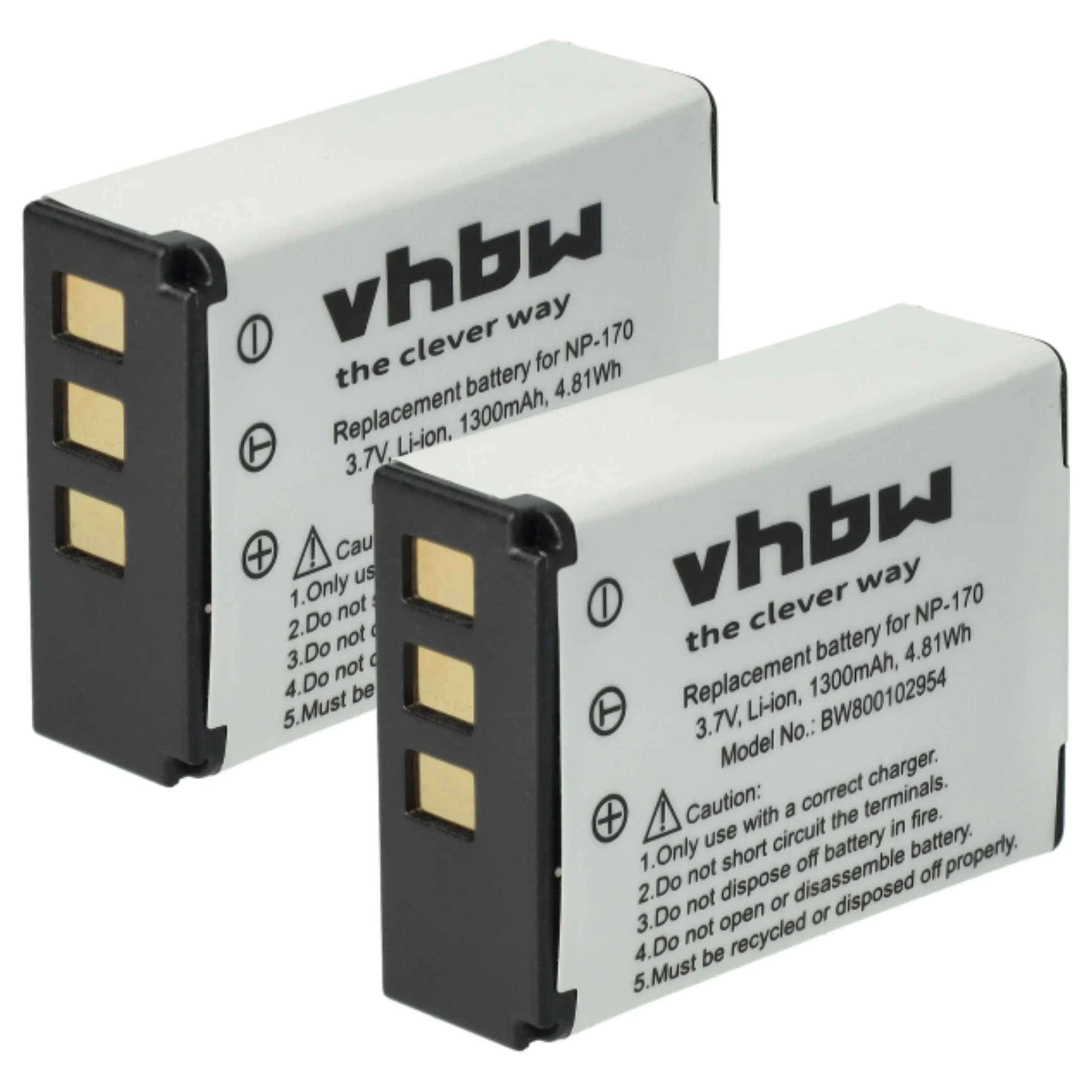 2x Batteries remplace Aiptek CB170, CB-170, 084-07042L-062 pour caméscope Toshiba- 1300mAh 3,7V Li-ion
