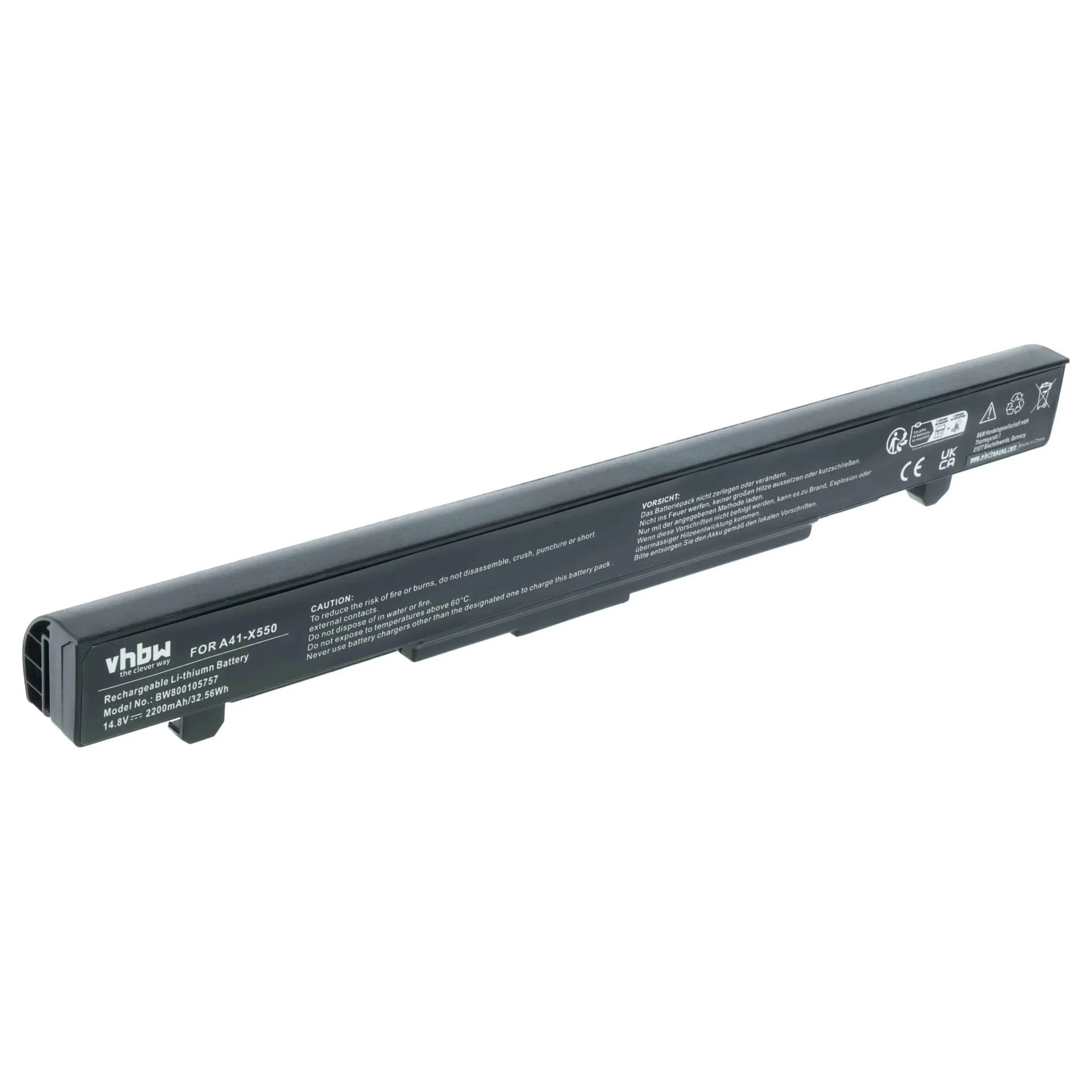 Batterie remplace Asus A41-X550A, A41-X550 pour ordinateur portable Asus- 2200mAh 14,8V Li-ion, noir