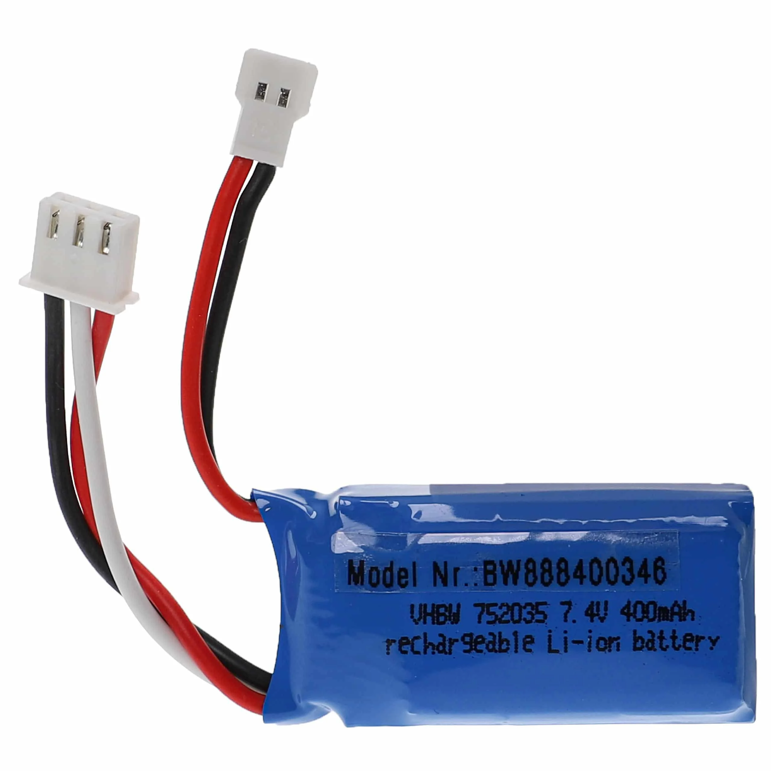Batterie modèle radio-télécommandé - 400mAh 7,4V Li-polymère, XH 2.54 2P