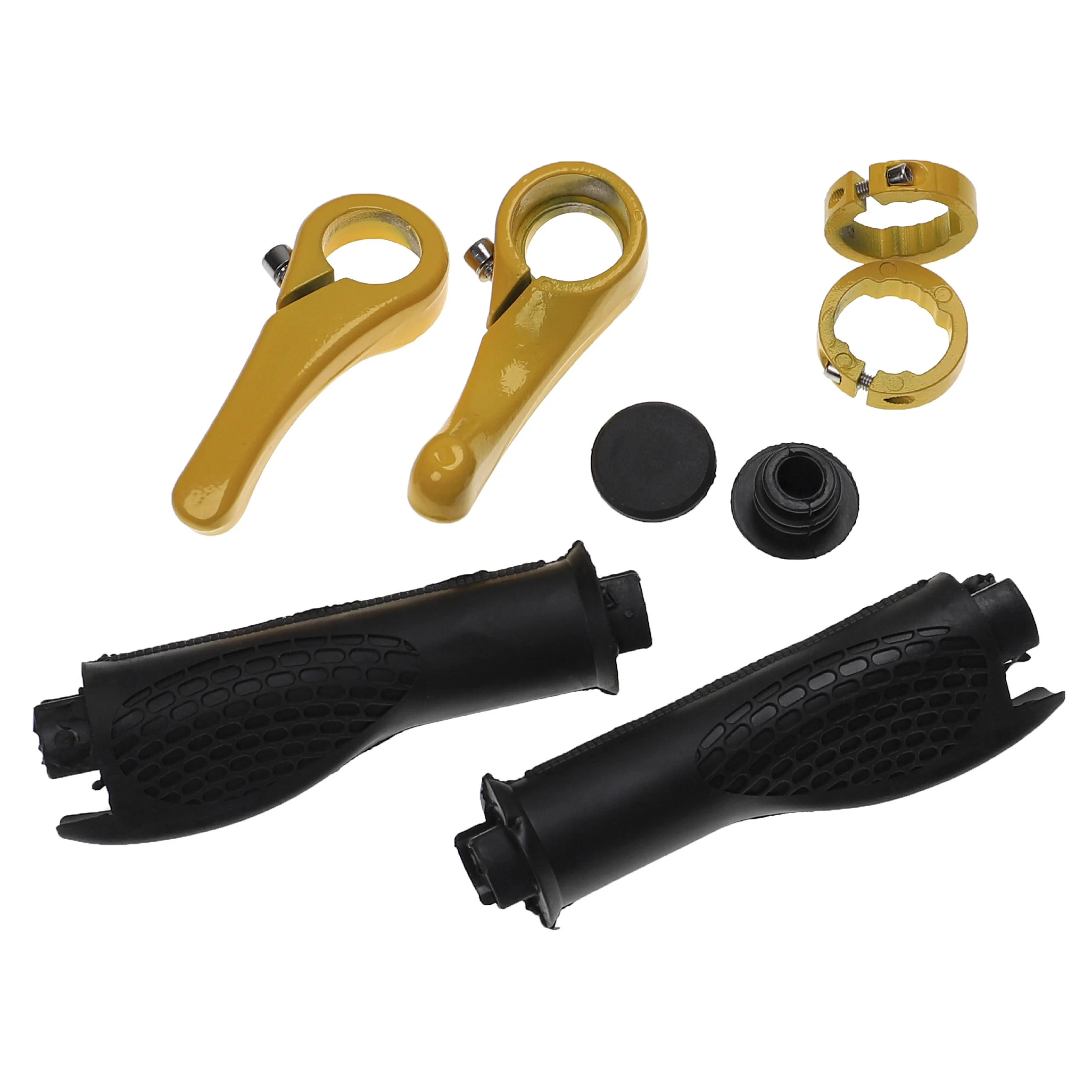 2x Poignées pour vélo, VTT, VTC - Guidon avec cornes, ergonomiques, noir / jaune