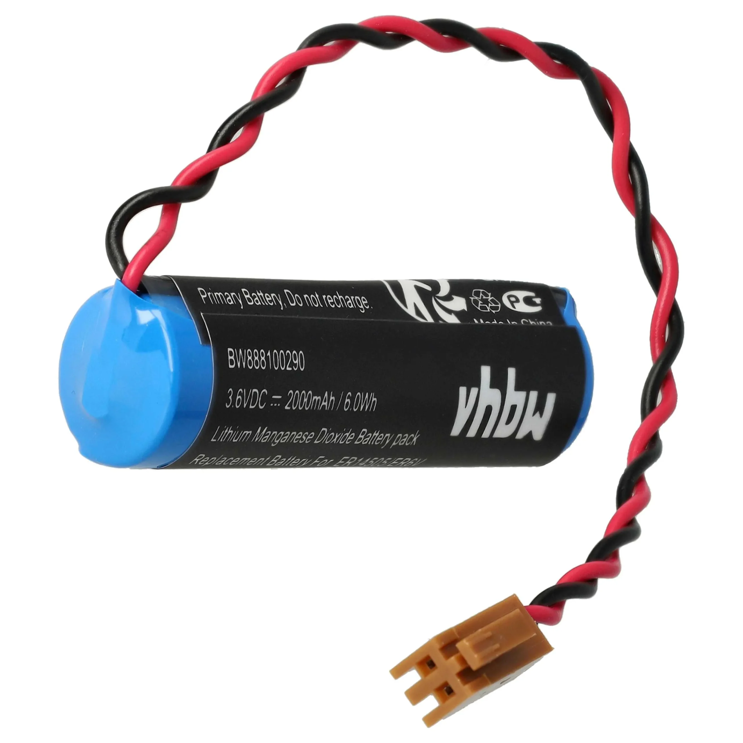 Pile remplace Toshiba ER6V, JAE2P pour PLC Programmable Logic Controller - 2000mAh 3,6V Li-MnO2