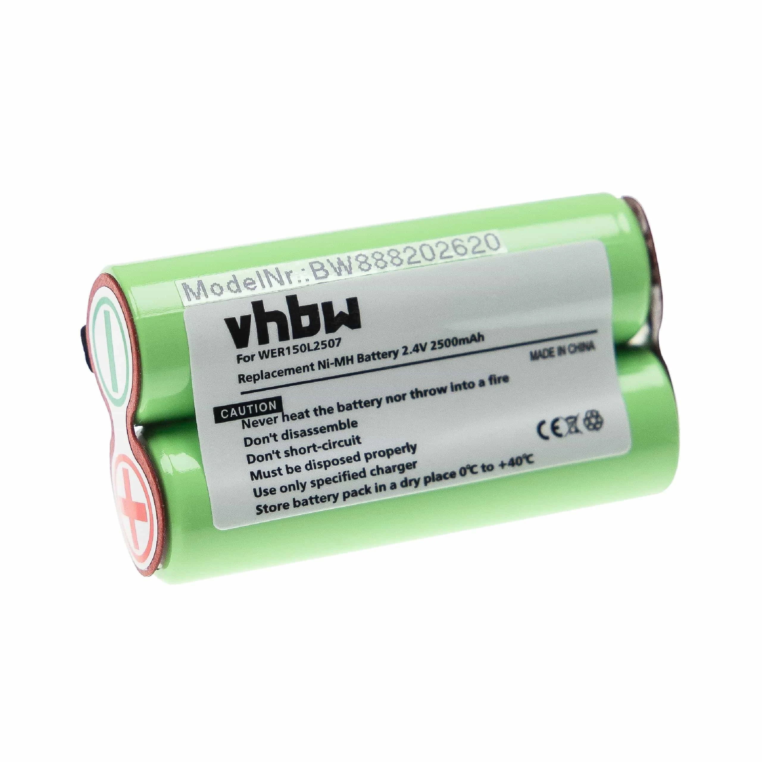 Batterie remplace Panasonic WER150L2507 pour rasoir électrique Panasonic - 2500mAh 2,4V NiMH