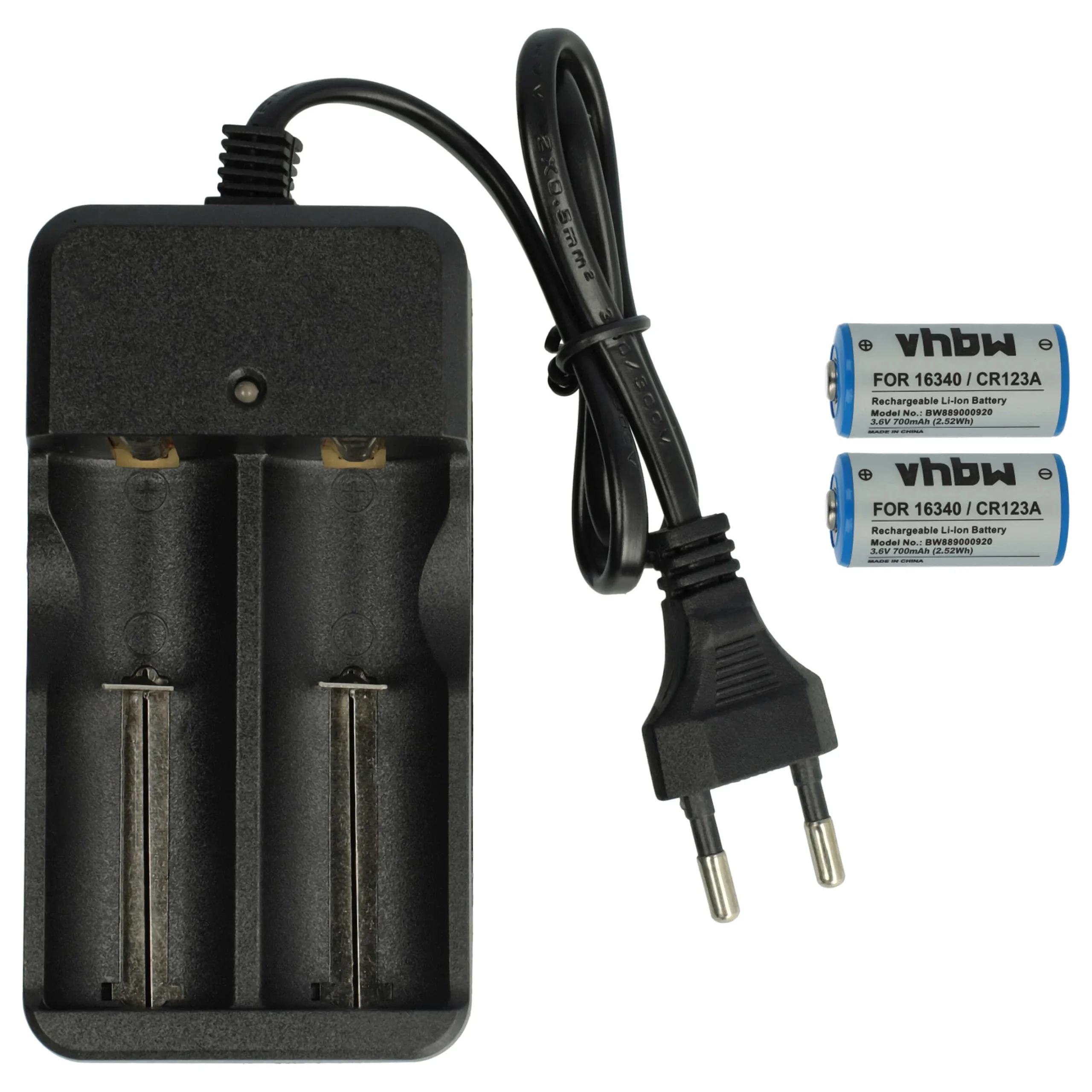 Chargeur double avec 2x batteries CR123A pour batteries Li-ion Gigaset,, Sommer CR123A