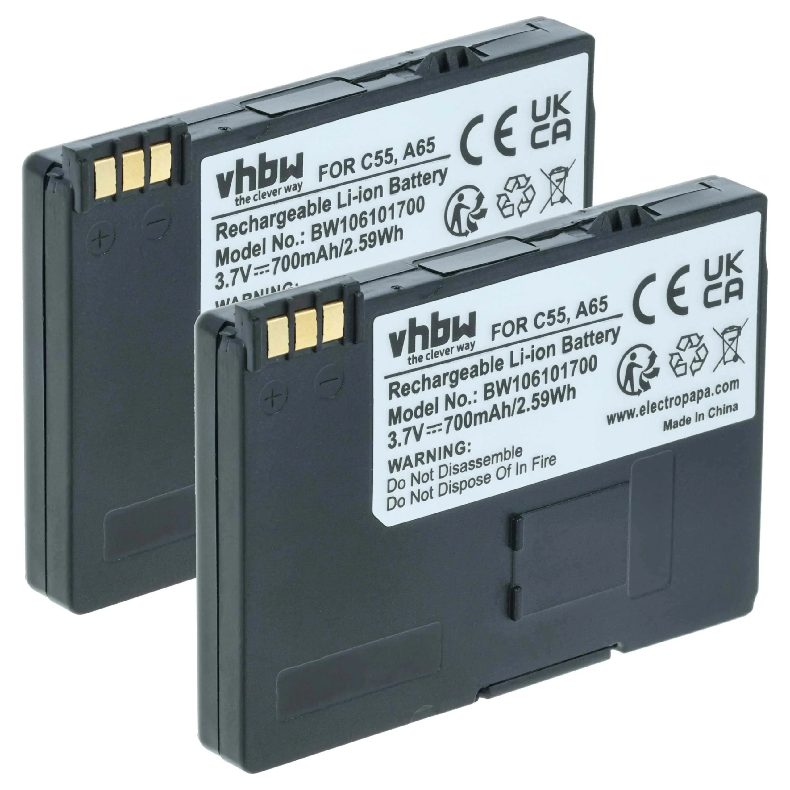 2x Batteries remplace Siemens BA-510, S30852-D1752-X1 pour téléphone Telekom - 700mAh 3,7V Li-ion