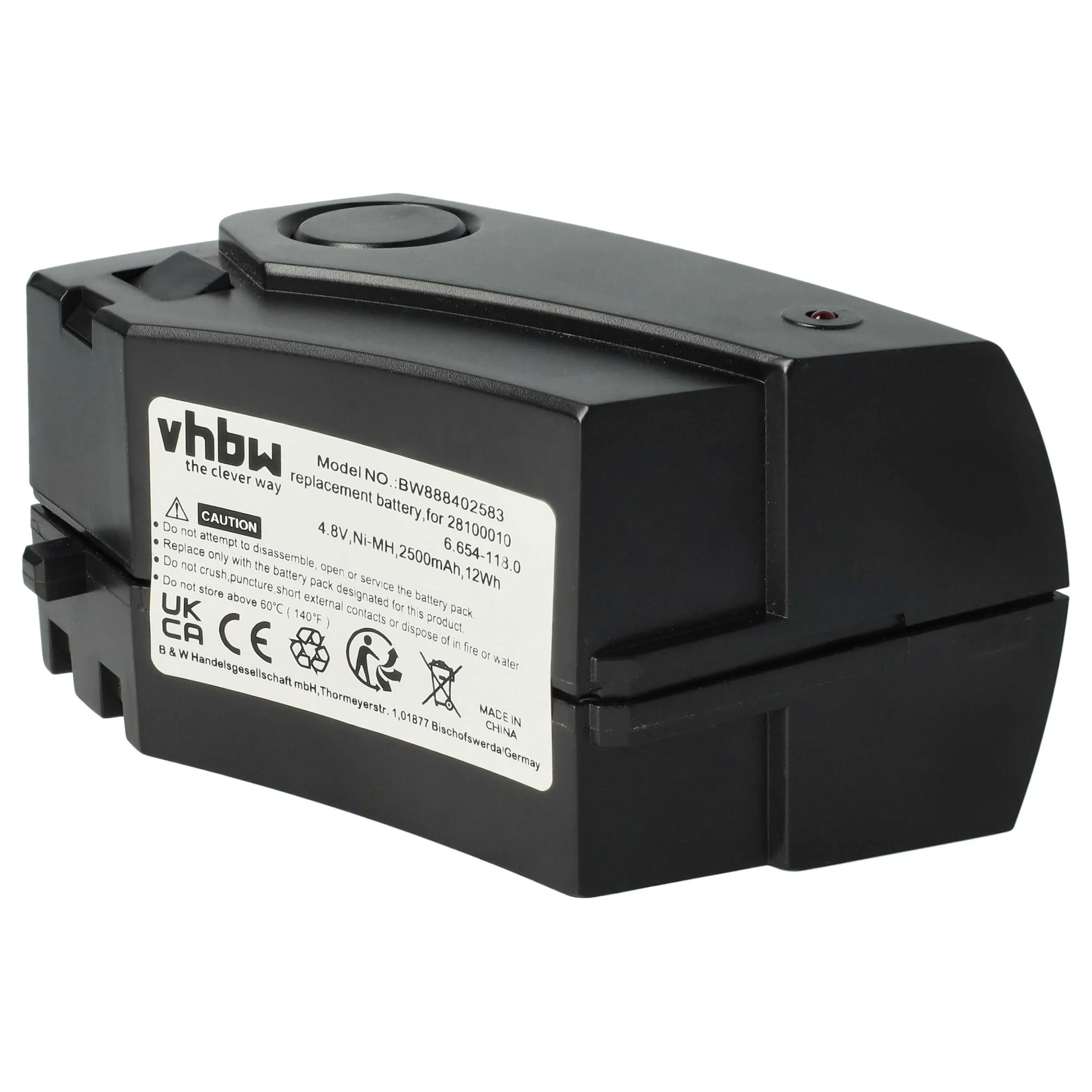 Batterie remplace Kärcher 28100010, 4.070-696.0, 1.258-505.0 pour aspirateur Kärcher - 2500mAh 4,8V NiMH