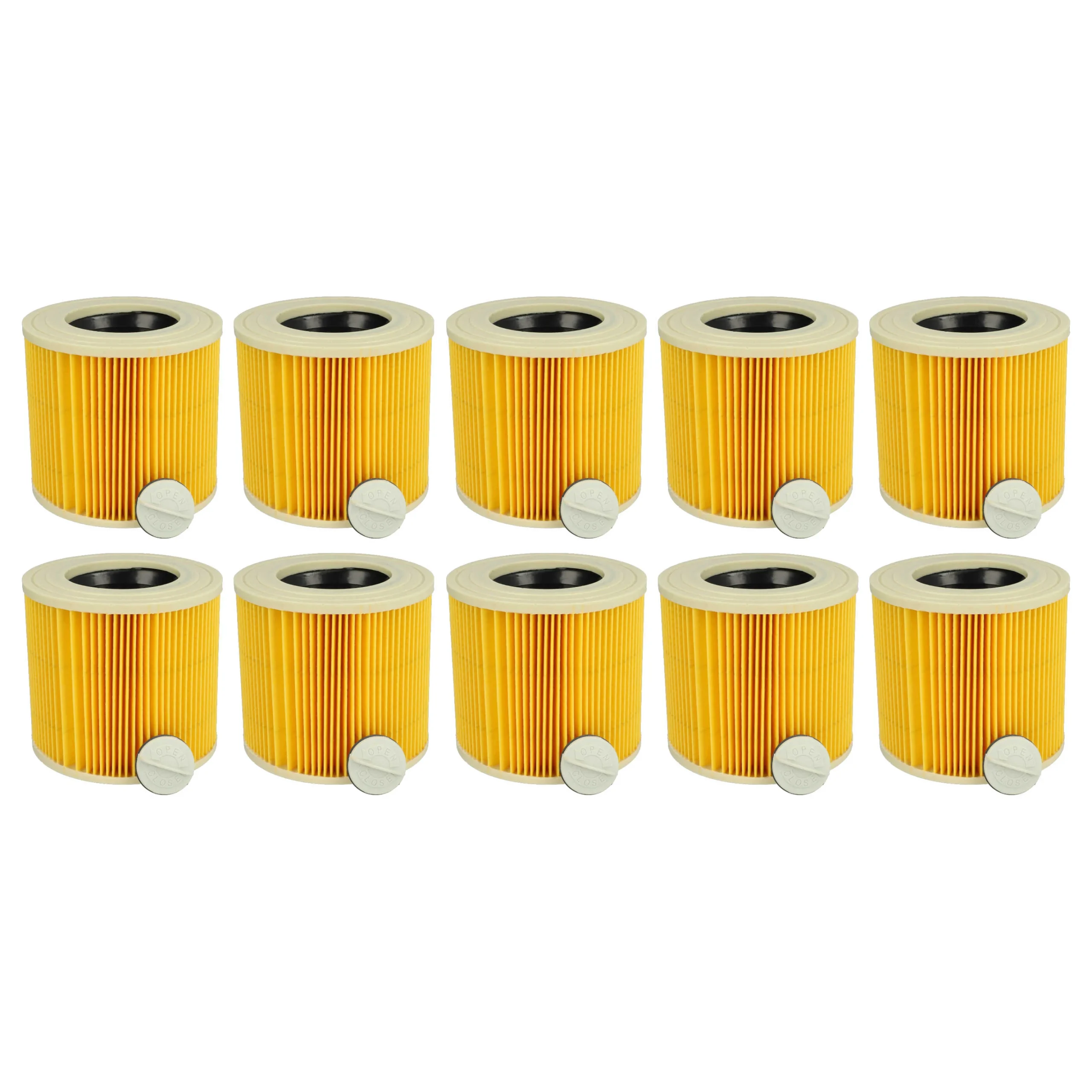 10x Filtre remplace Kärcher 2.863-303.0, 6.414-547.0 pour aspirateur PowerPlus - Cartouche Filtre F9, jaune
