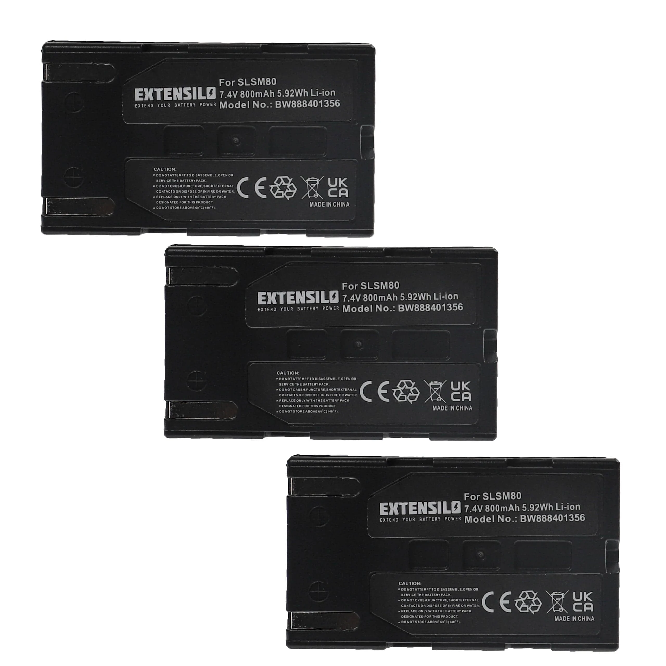3x Batteries remplace Samsung SB-LSM80, SB-LSM320, SB-LSM160 pour caméscope Samsung- 800mAh 7,4V Li-ion