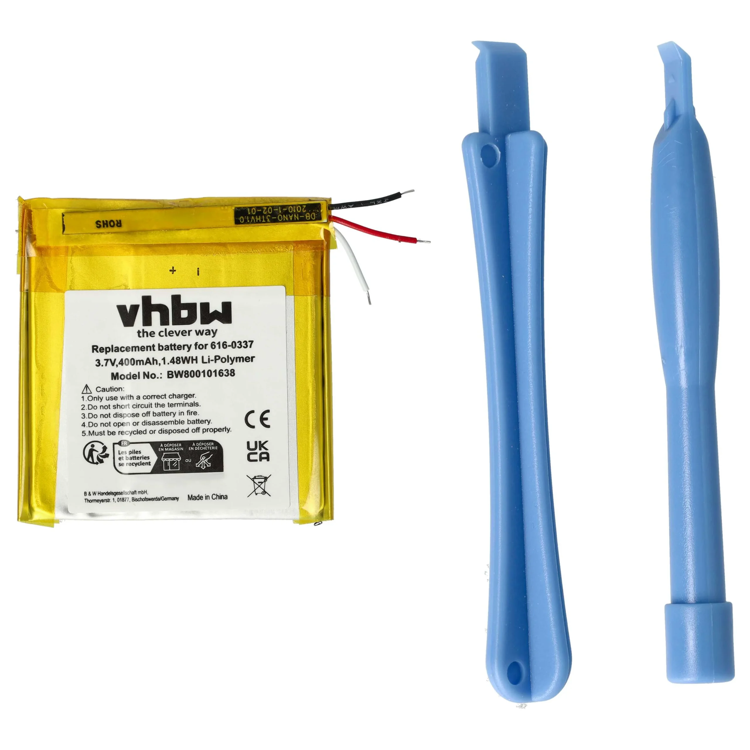 Batterie remplace Apple 616-0332, 616-0337, 616-0333 pour lecteur MP3 Apple - 450mAh 3,7V Li-polymère