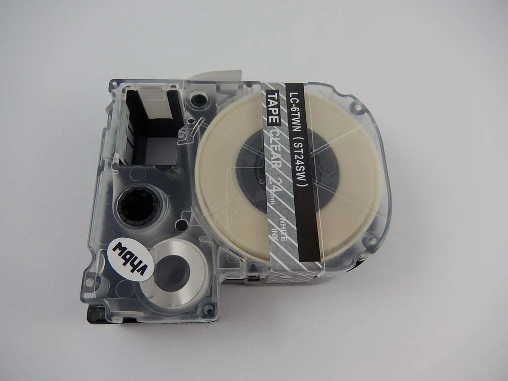 Cassette à ruban remplace Epson LC-6TWN - 24mm lettrage Blanc ruban Transparent, plastique