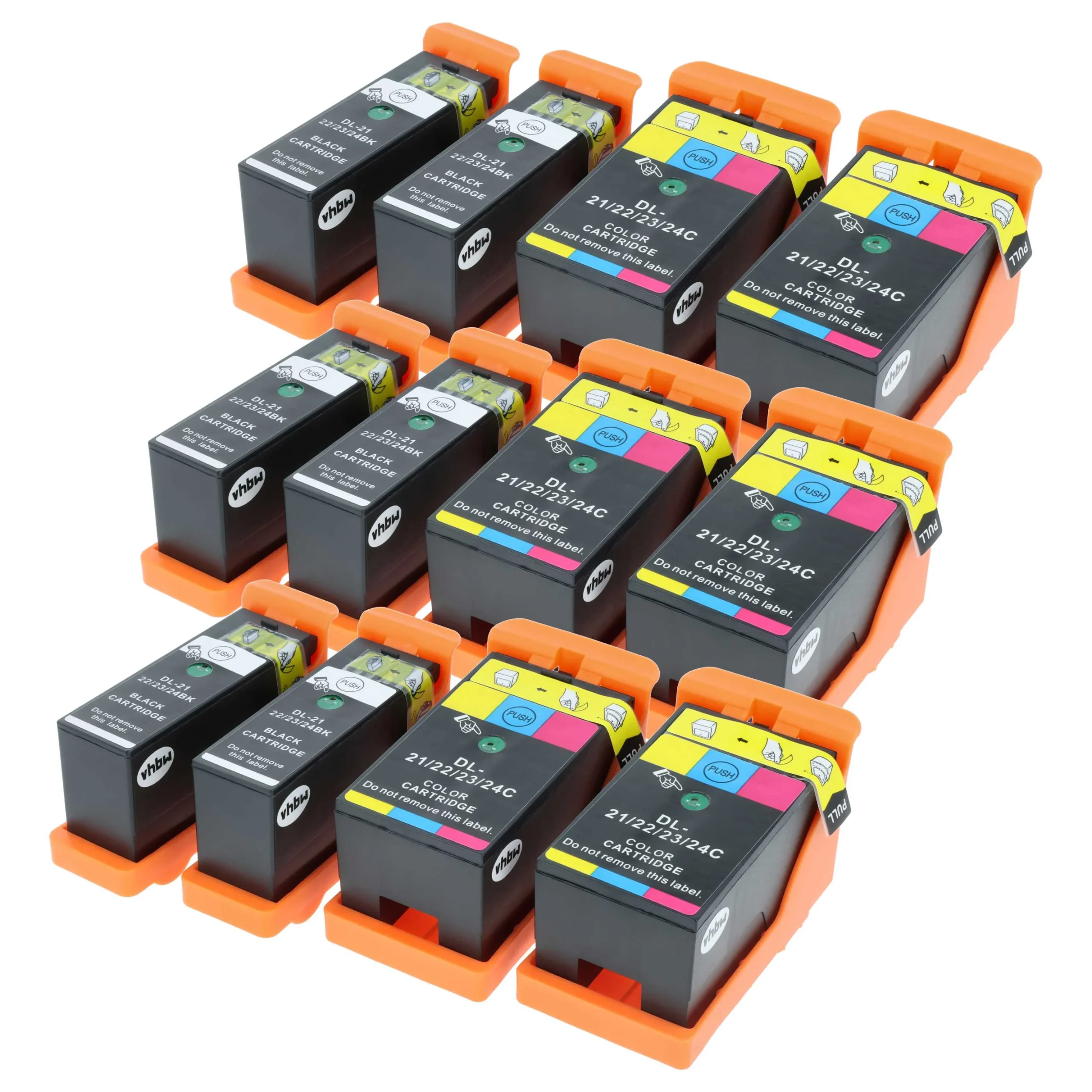 12x Cartouches remplace Dell 22, 21, 23, 24 pour imprimante - noir, CMY