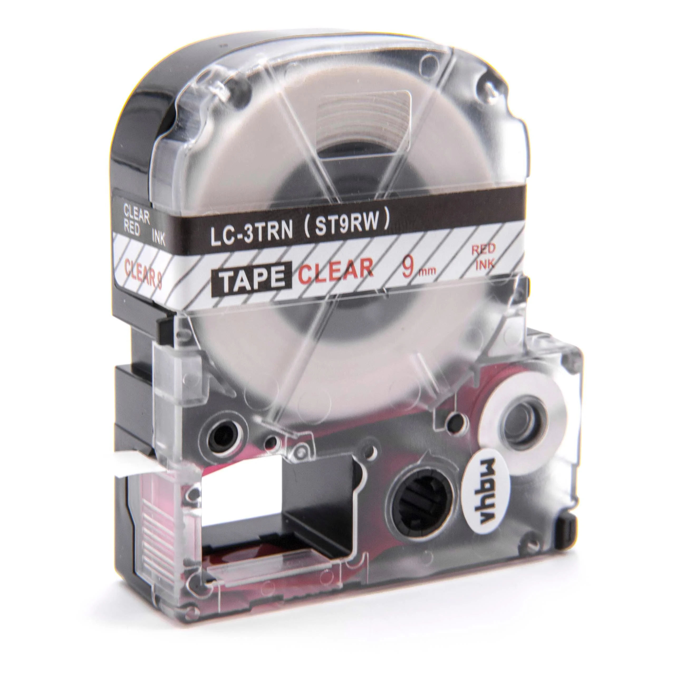 Cassette à ruban remplace Epson LC-3TRN - 9mm lettrage Rouge ruban Transparent, plastique