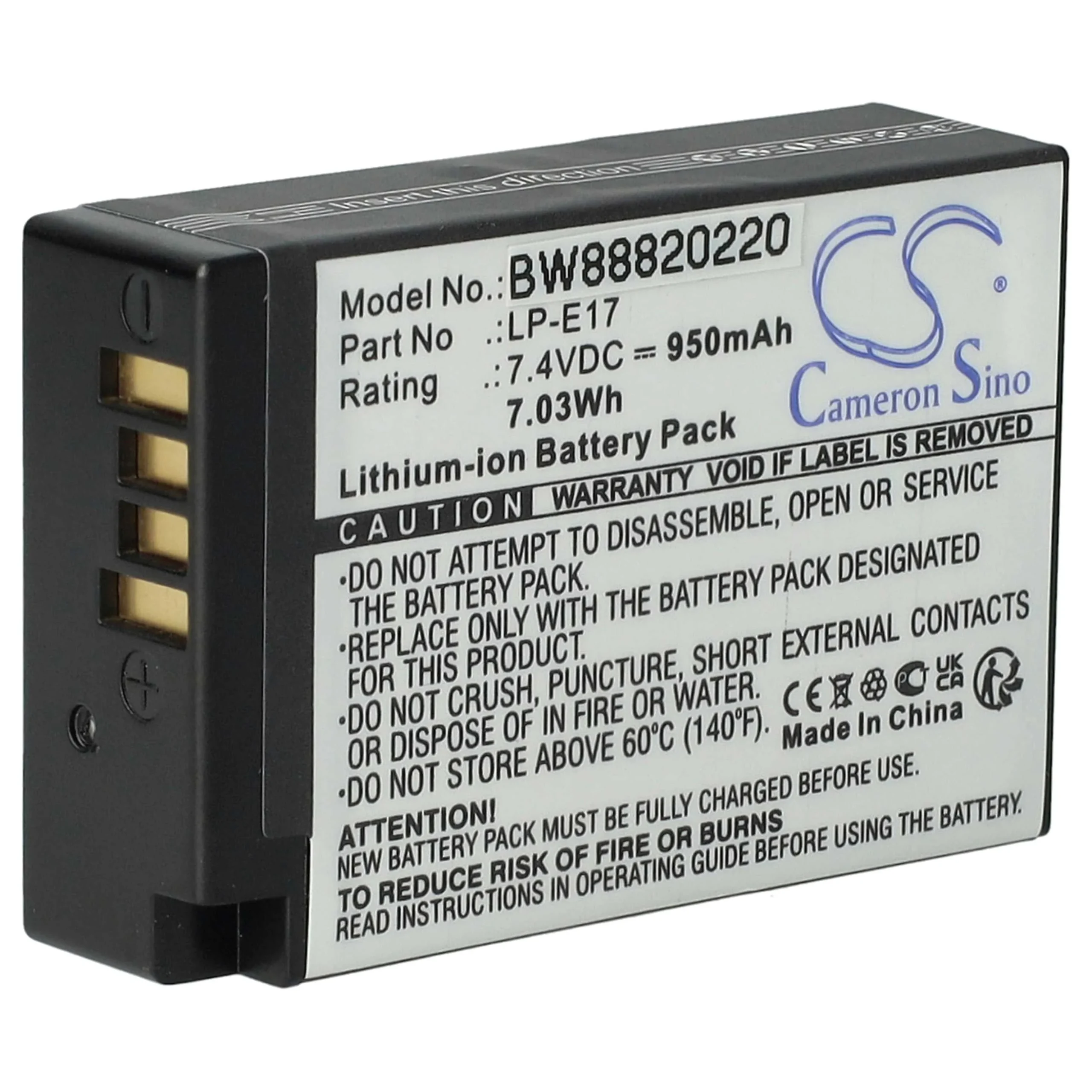 Batterie remplace Canon LP-E17 pour appareil photo Saramonic- 950mAh 7,2V Li-ion