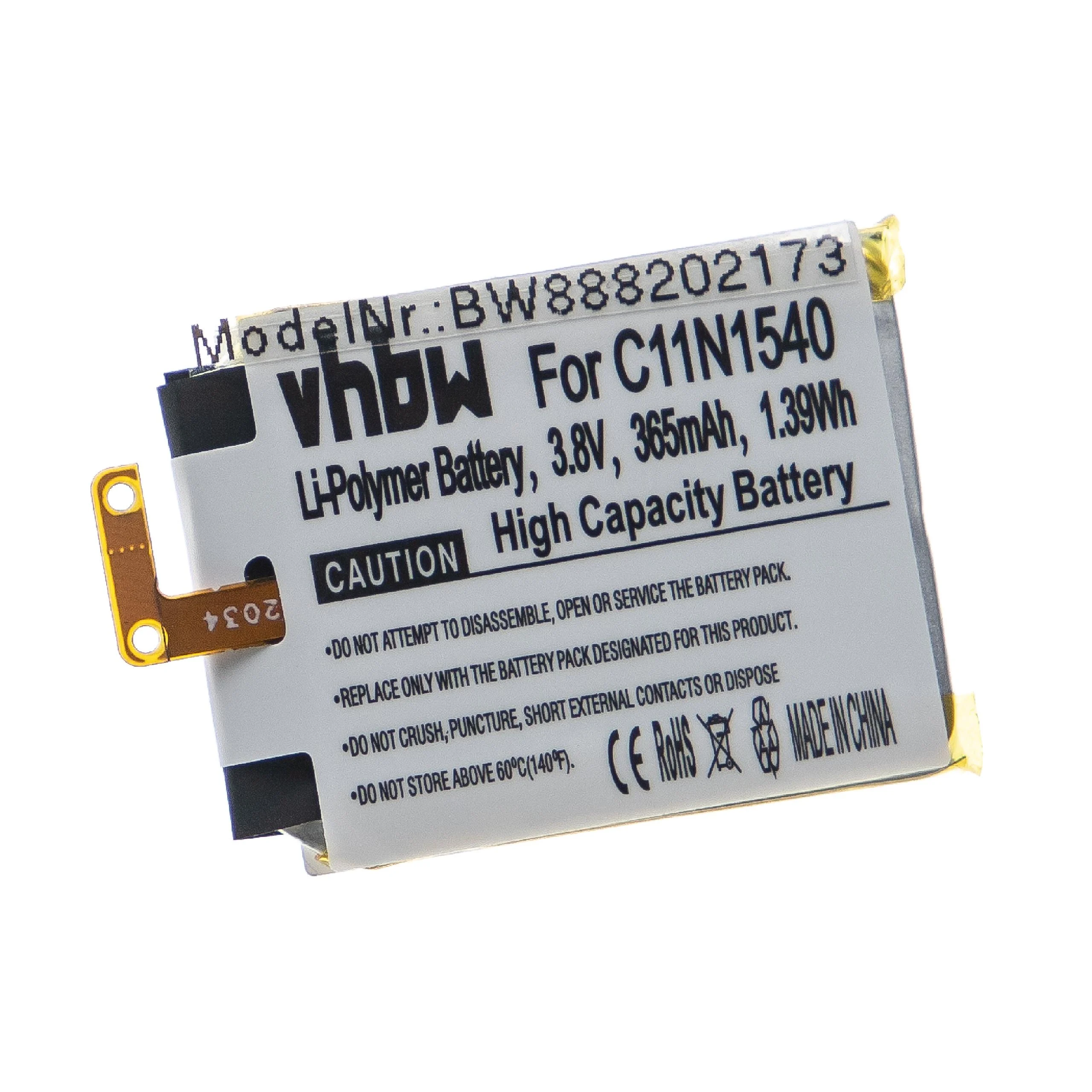 Batterie remplace Asus C11N1540, 0B200-01630100 montre connectée - 365mAh 3,8V Li-polymère