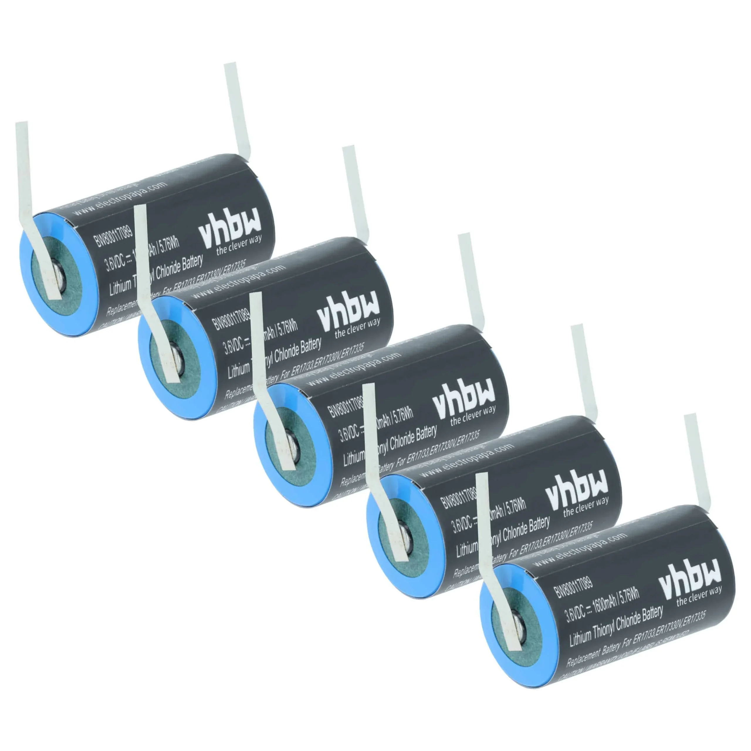 Batterie (5 pcs.) remplace Maxell ER17/33 - 1600mAh 3,6V Li-MnO2, 1x cellules