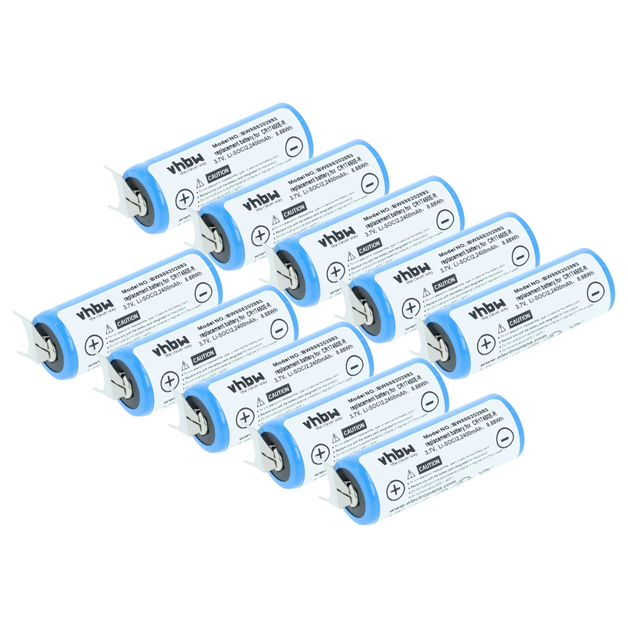 Pile (10 pcs.) remplace CR17450E-R - 2400mAh 3V Li-ion