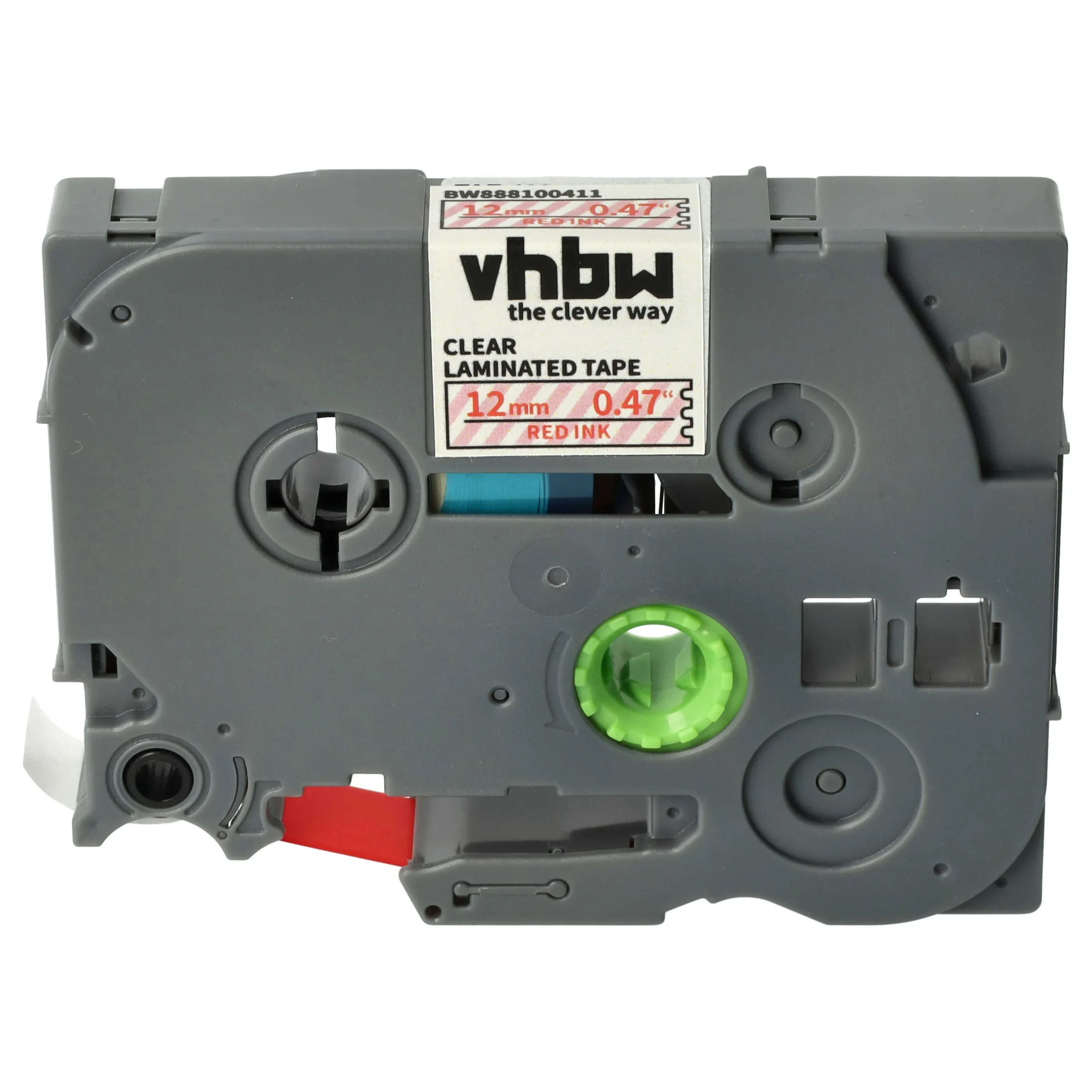 Cassette à ruban remplace Brother TZE-132 - 12mm lettrage Rouge ruban Transparent, plastique