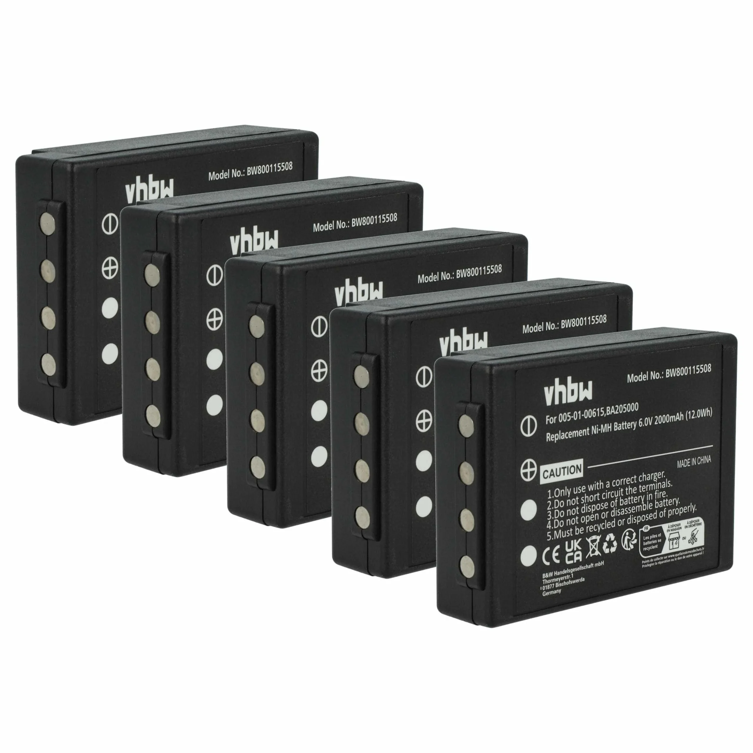 Batterie (5 pièces) remplace HBC 005-01-00615, BA205000, BA206000, BA206030, BA205030 - 2000mAh 6V NiMH