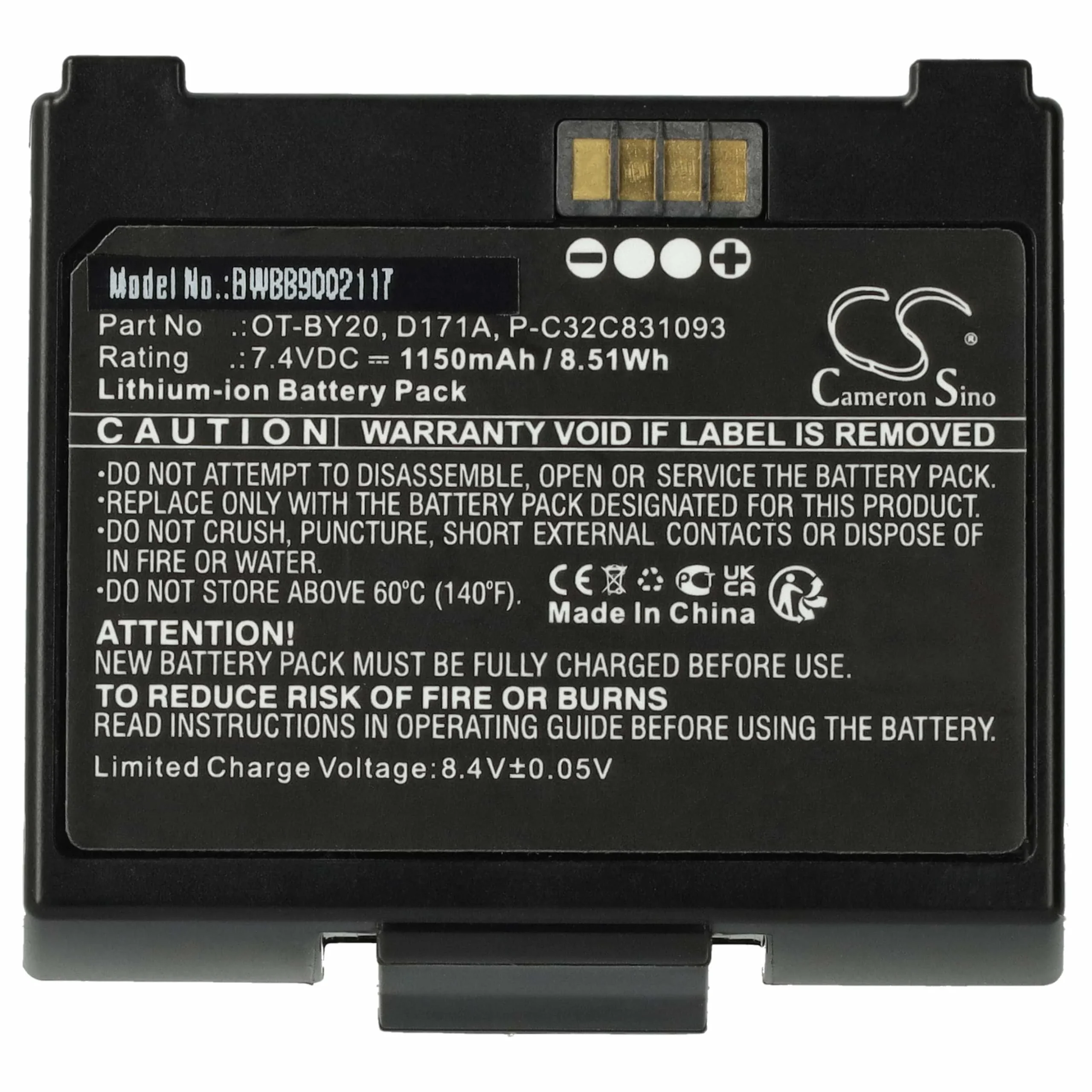 Batterie remplace Epson OT-BY20, D171A, 2165069, P-C32C831093 pour imprimante Epson - 1150mAh 7,4V Li-ion