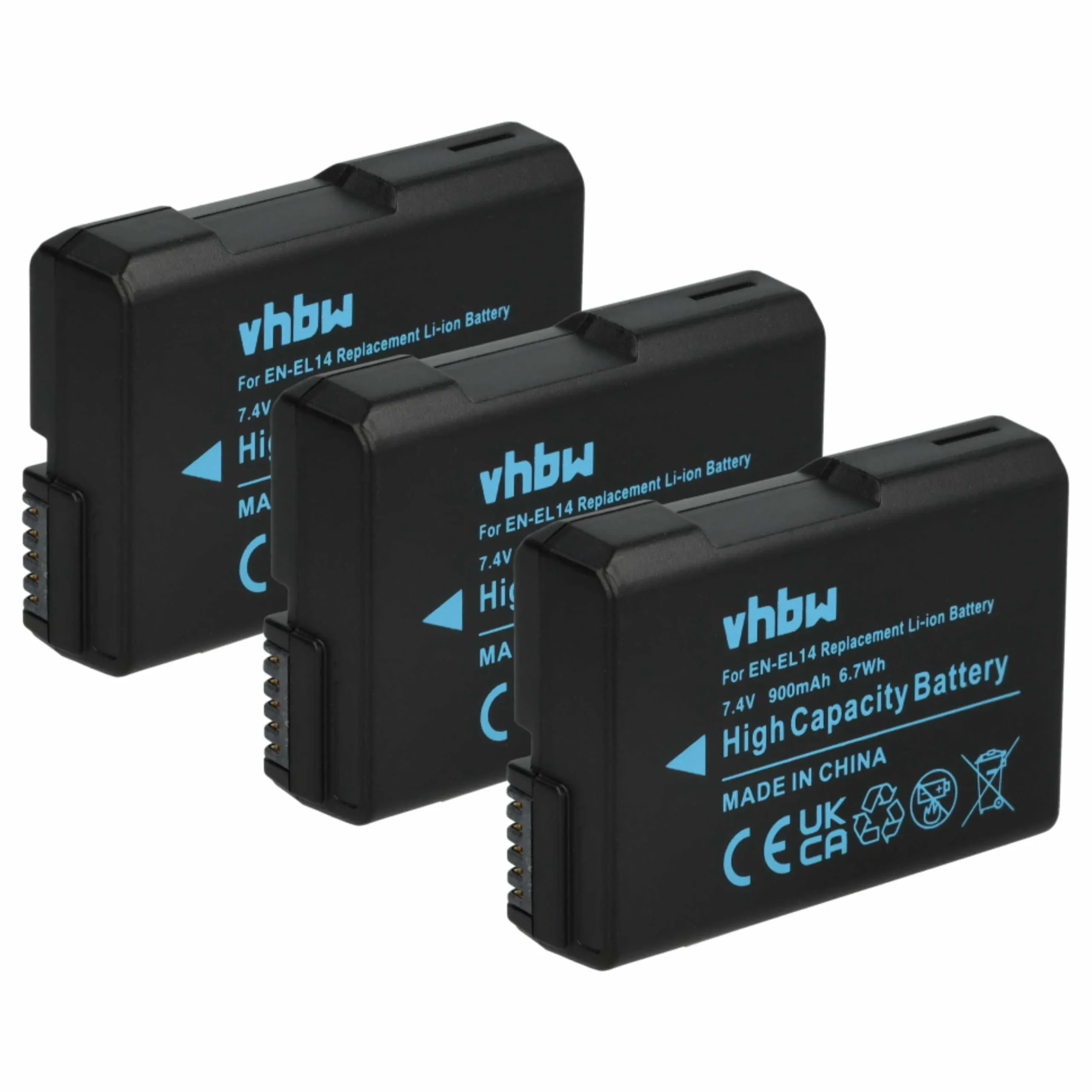 3x Batteries remplace Nikon EN-EL14 pour appareil photo Nikon- 950mAh 7,2V Li-ion