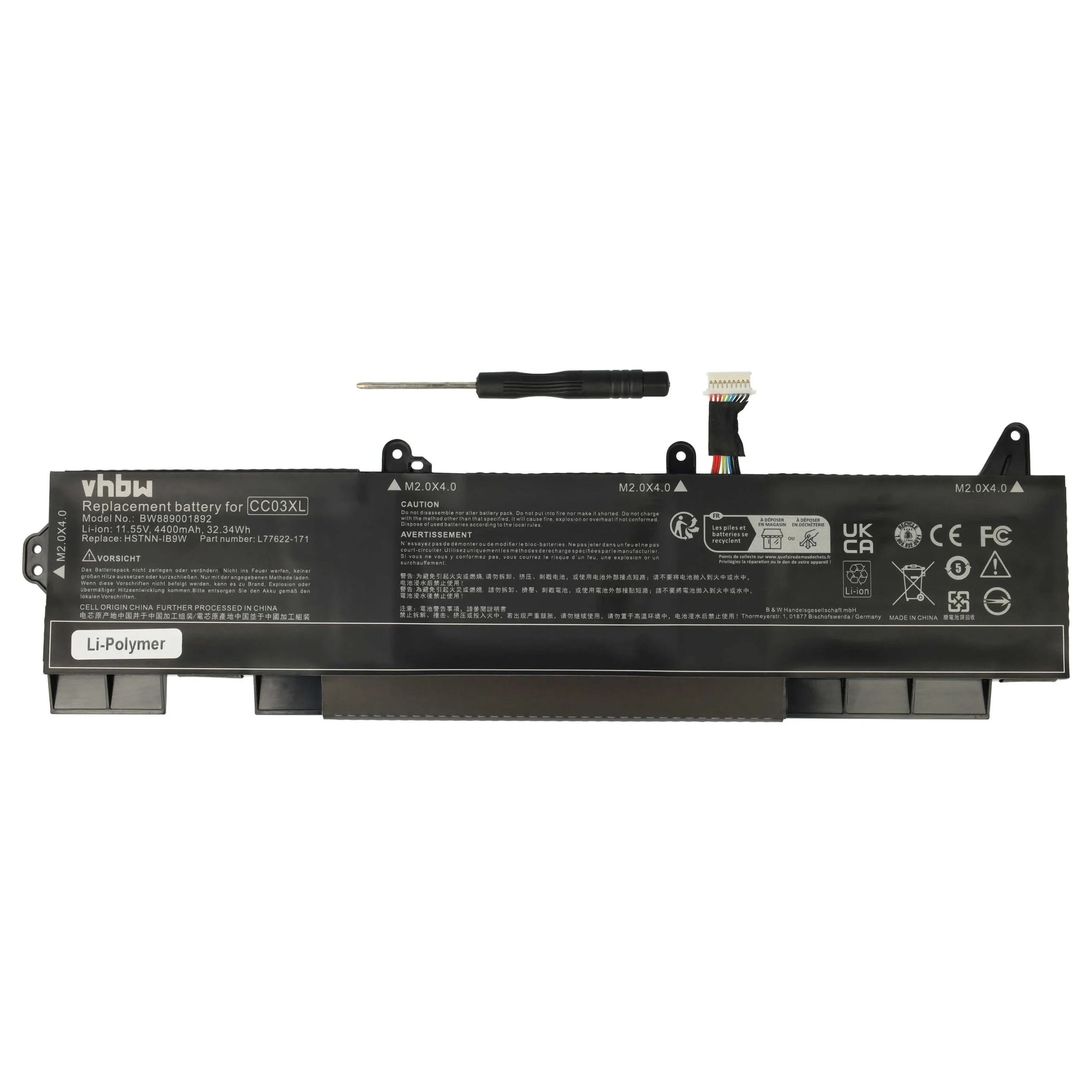 Batterie remplace HP CC03056XL-PL, CC03056XL pour ordinateur portable HP- 4400mAh 11,55V Li-polymère