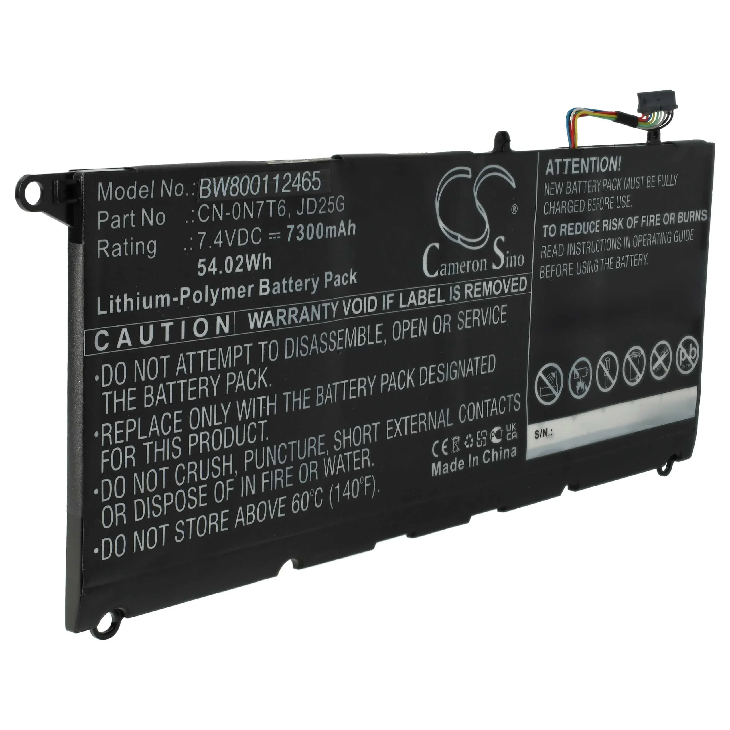 Batterie remplace Dell 90V7W, 5K9CP, 0N7T6, 0DRRP pour ordinateur portable Dell- 7300mAh 7,4V Li-polymère