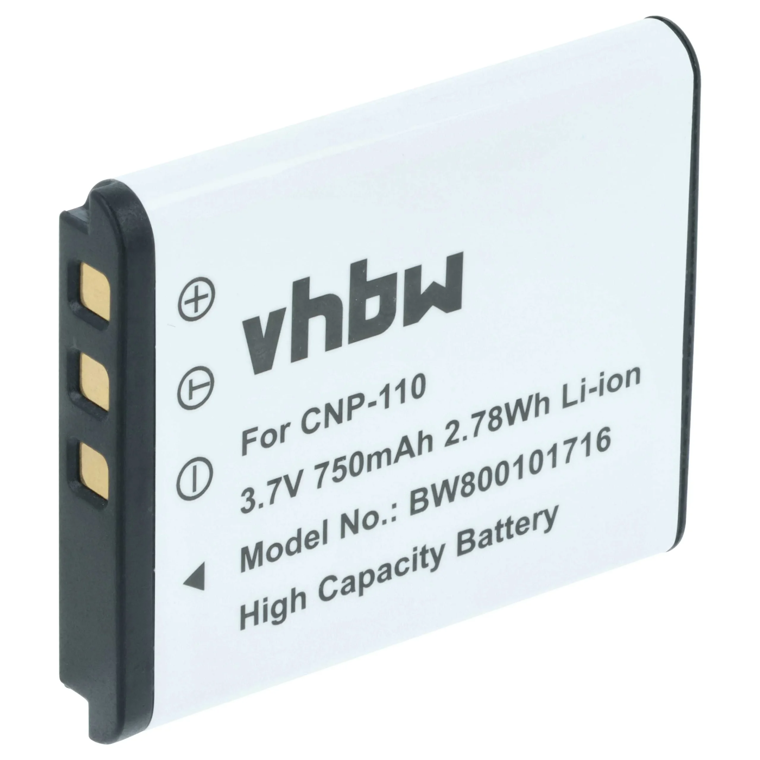 Batterie remplace Casio NP-160, NP-110DBA, NP-110, NP-110L pour appareil photo Casio- 750mAh 3,6V Li-ion