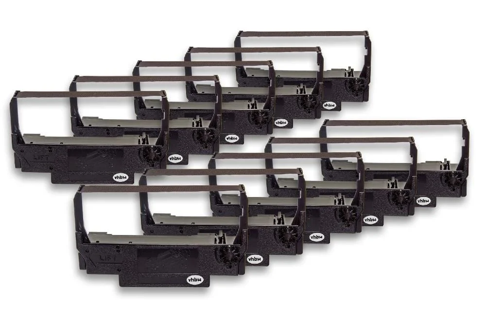 10x Ruban encreur remplace Epson C43S015451, ERC-30, 655N pour imprimante matricielle / étiquette - noir