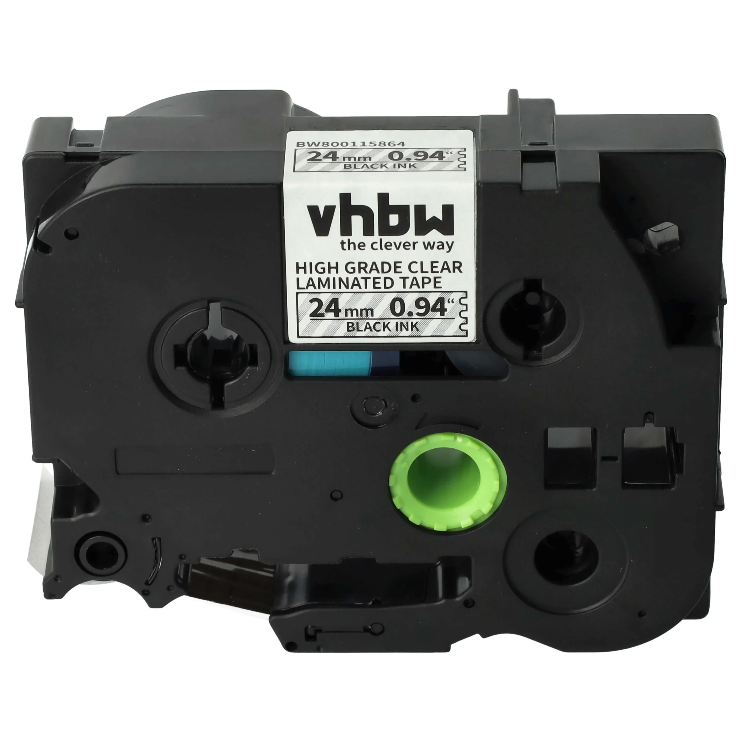 Cassette à ruban remplace Brother HGE-151 - 24mm lettrage Noir ruban Transparent, plastique
