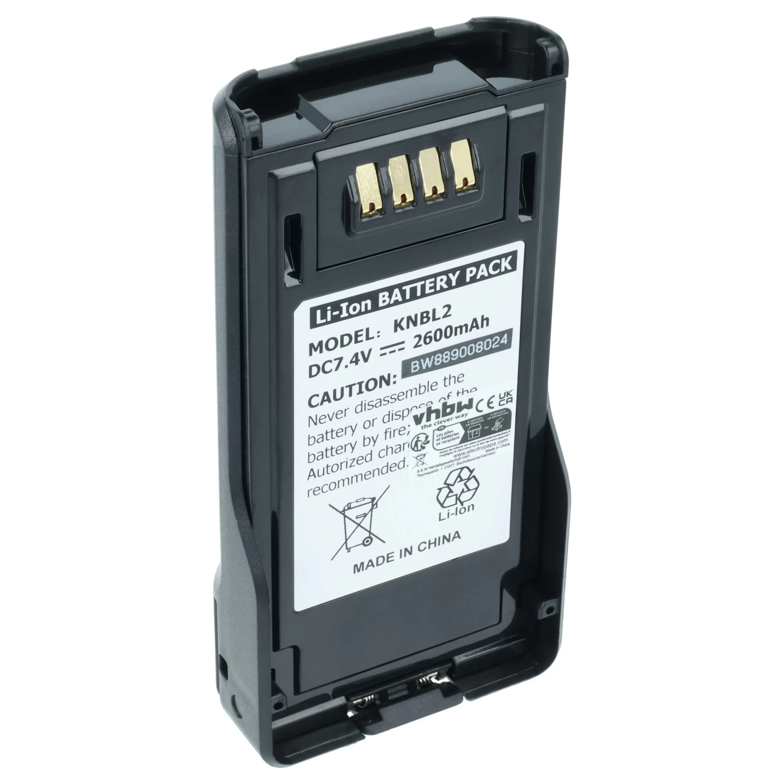 Batterie remplace Kenwood KNB-L2M, KNB-L2, KNB-L1 pour radio talkie-walkie Kenwood- 2600mAh 7,4V Li-ion