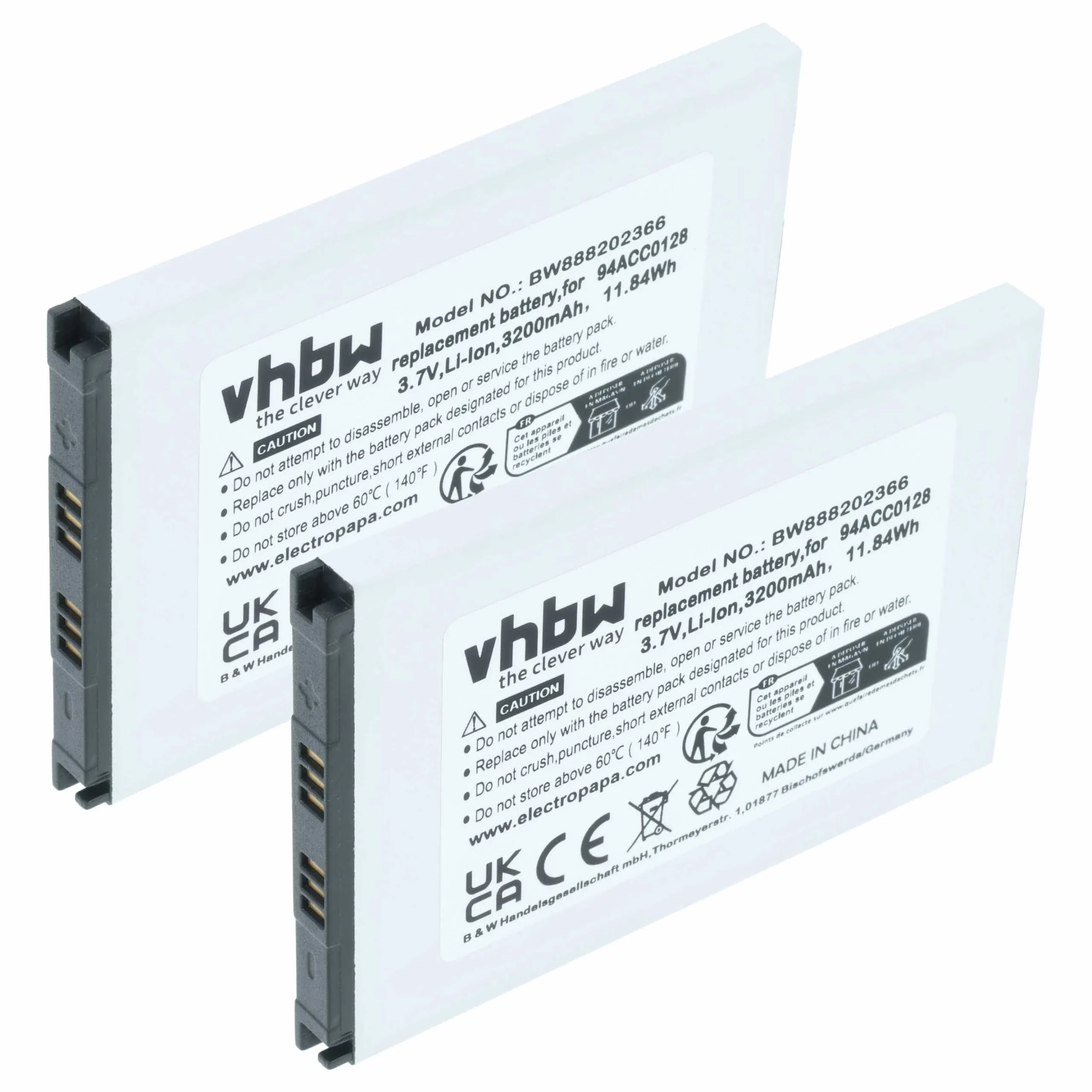 2x Batteries remplace Datalogic 3H21-00000491 pour ordinateur de poche Datalogic - 3200mAh 3,8V Li-ion