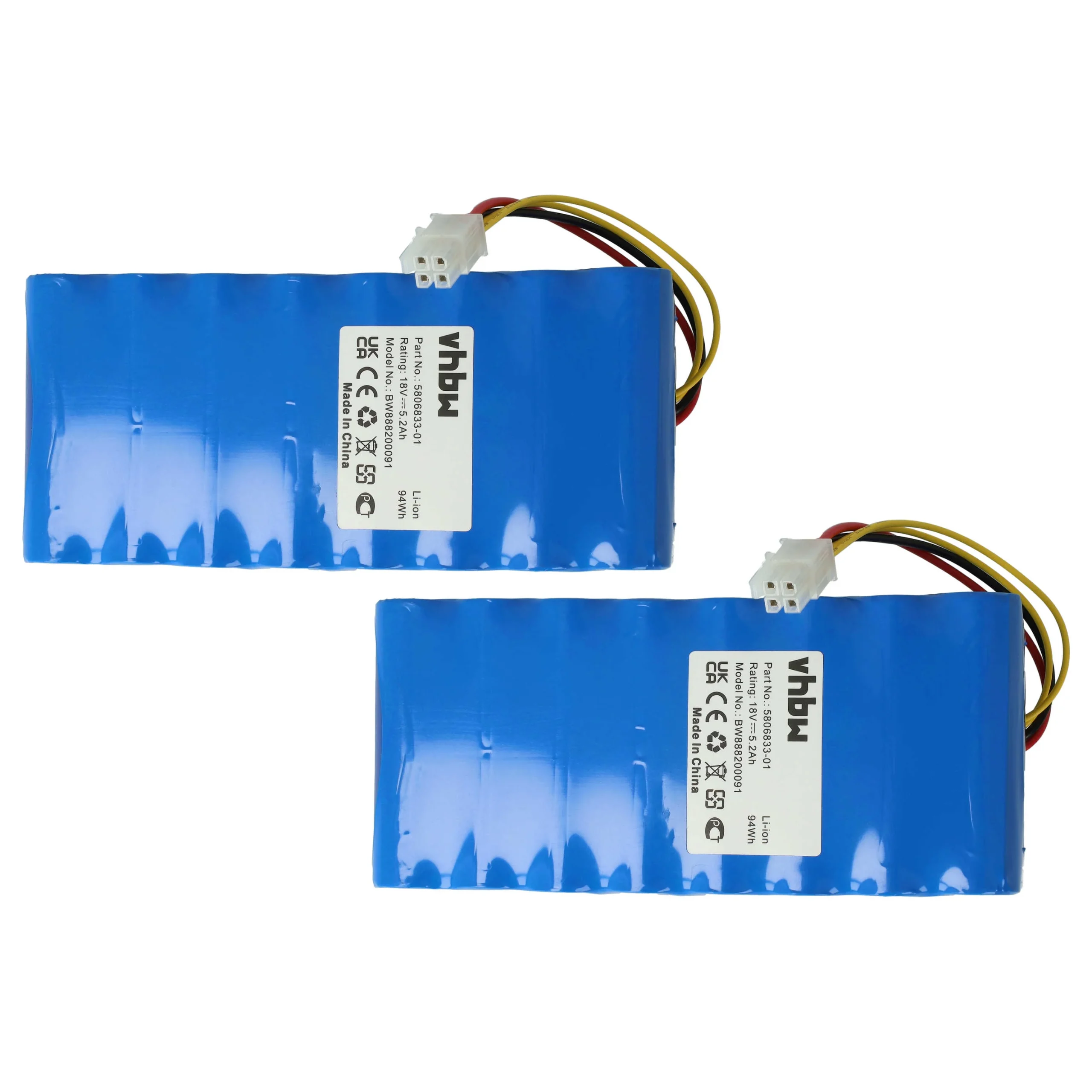 2x Batteries remplace Husqvarna 5806833-02, 5806833-01 pour outil de jardinage - 5200mAh 18V Li-ion
