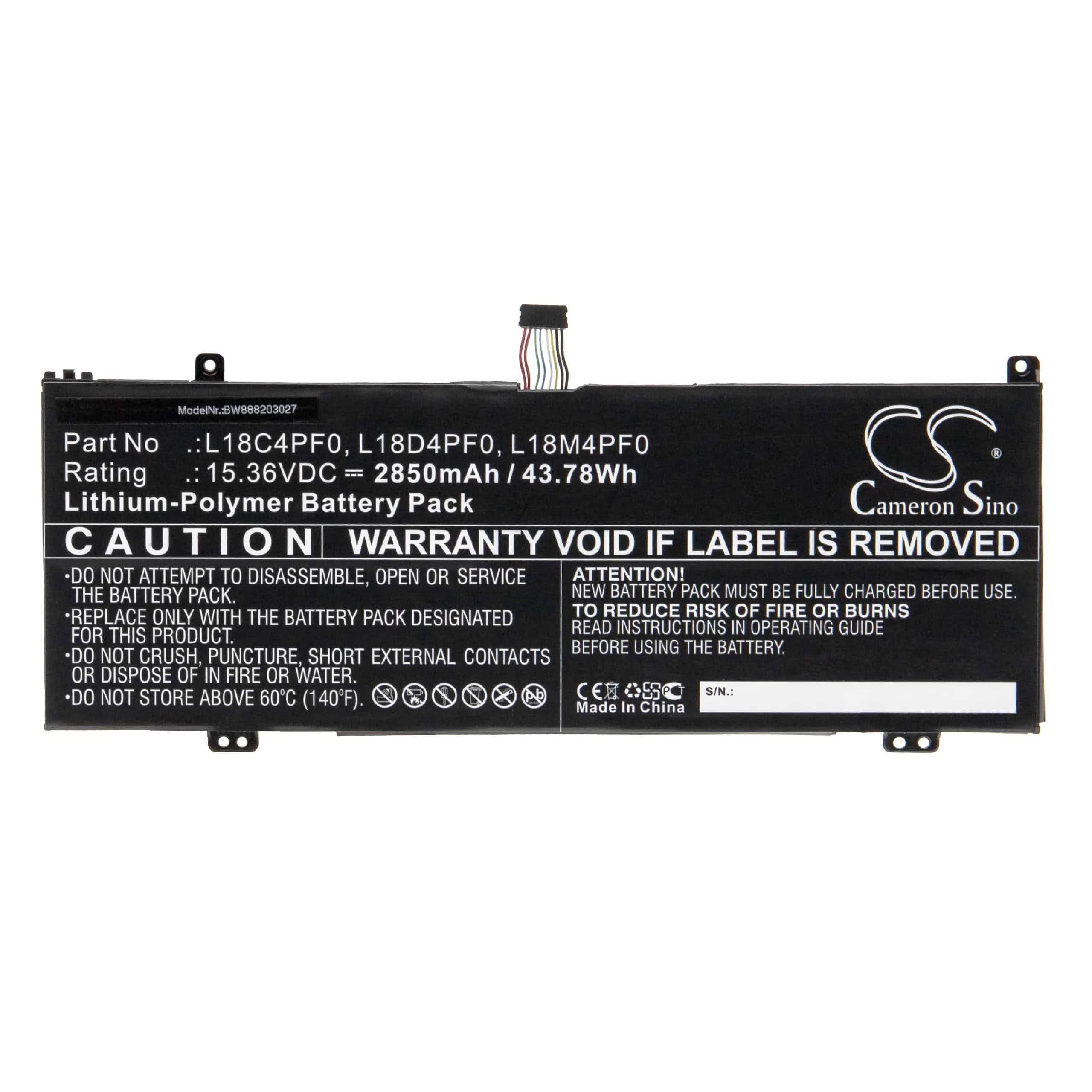 Batterie remplace Lenovo 5B10S73499, 5B10S73500 pour ordinateur portable Lenovo- 2850mAh 15,36V Li-polymère