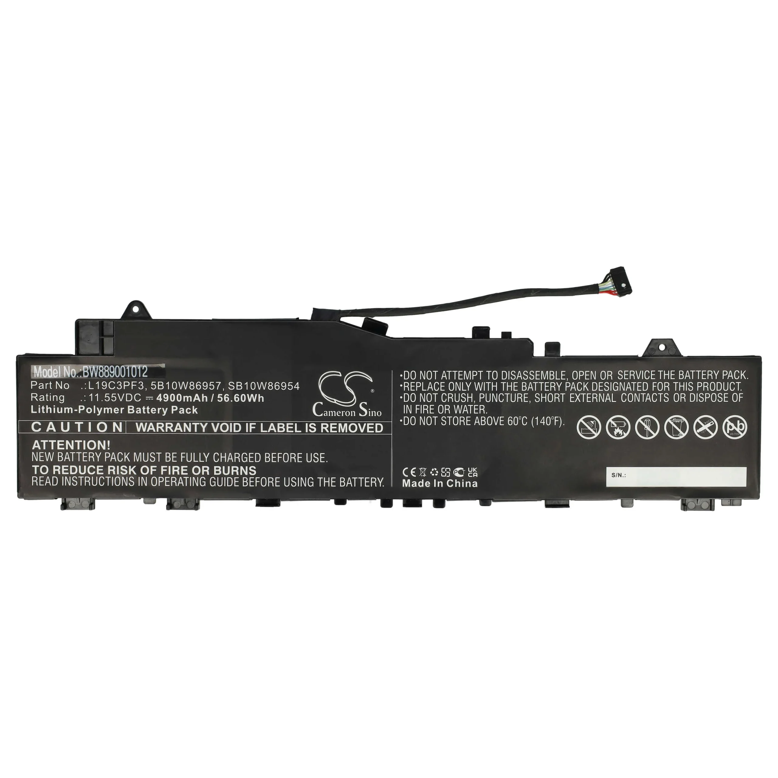 Batterie pour ordinateur portable Lenovo IdeaPad 5 14"- 4900mAh 11,55V Li-polymère, noir