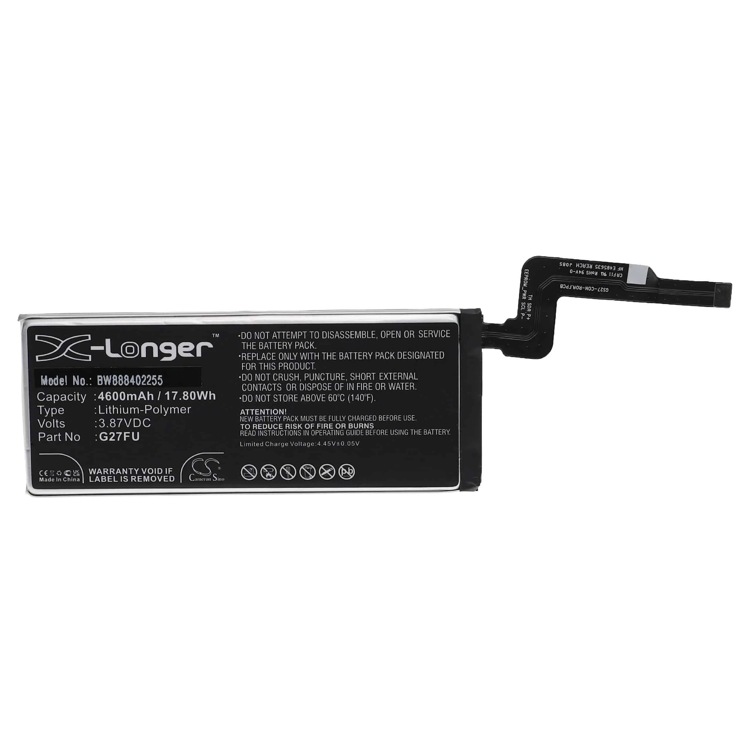 Batterie remplace Google G27FU téléphone portable Google - 4600mAh 3,87V Li-polymère